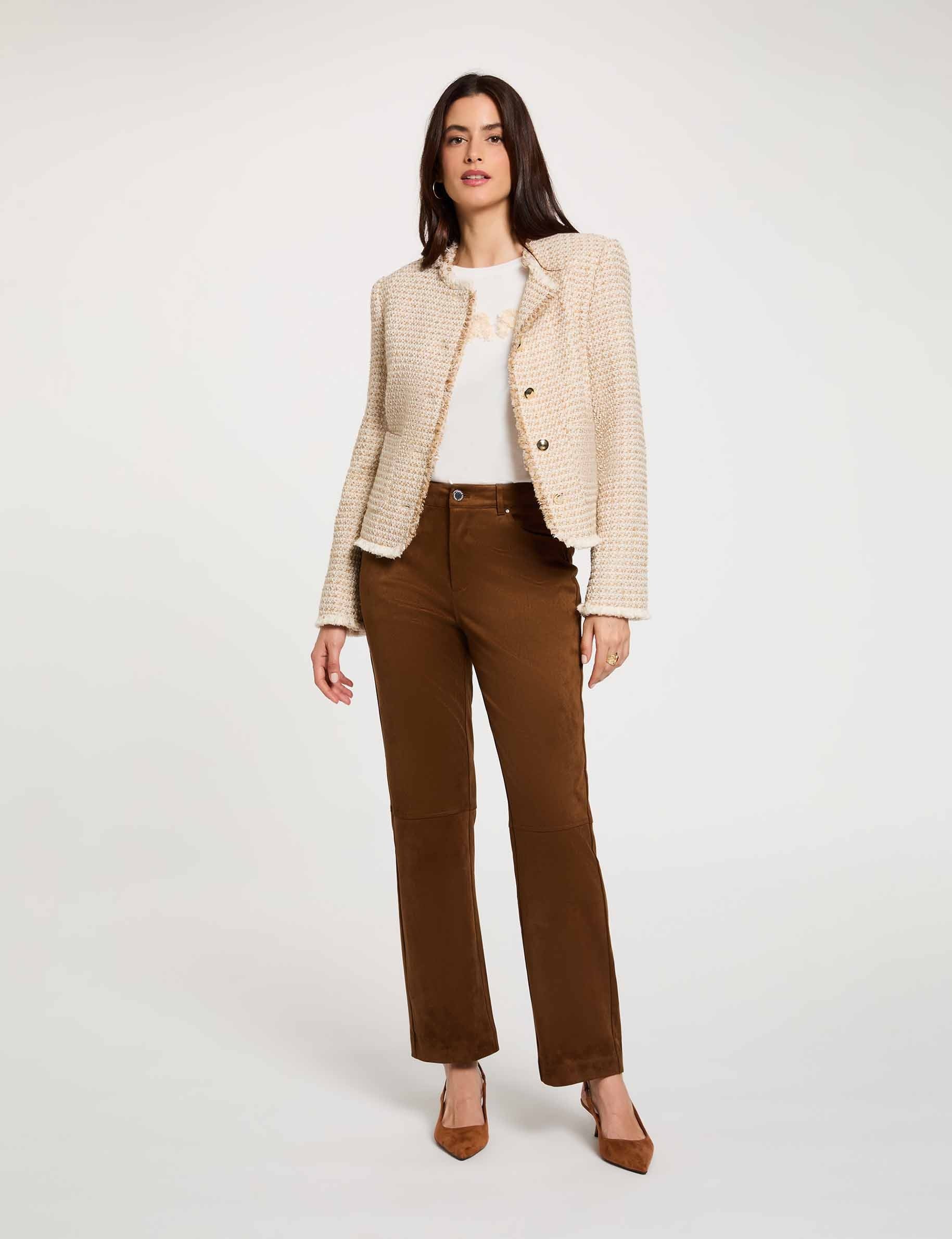 Chaqueta tweed cropped multicolor mujer