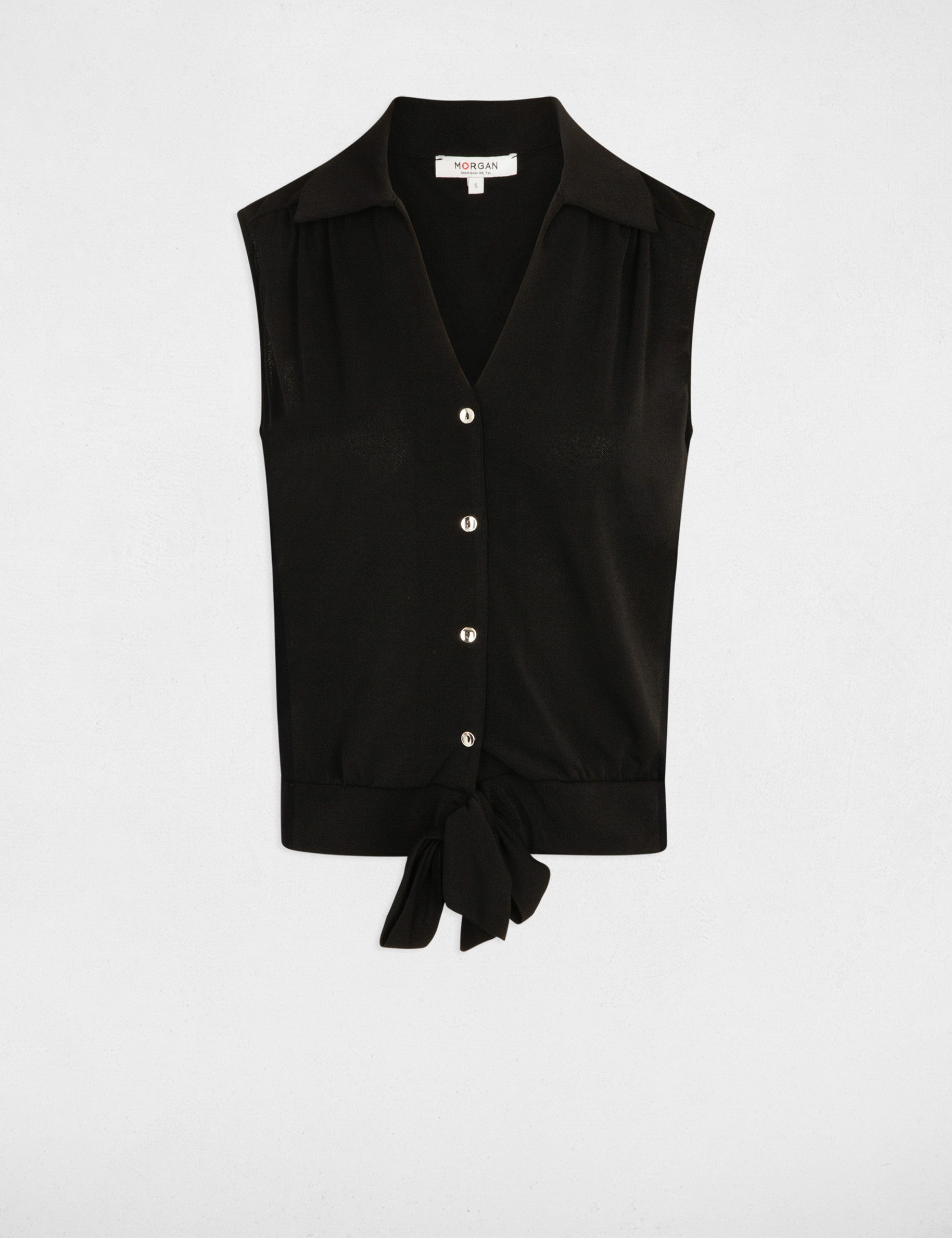 blusa anudada sin mangas negro mujer Blusa anudada sin mangas negro mujer