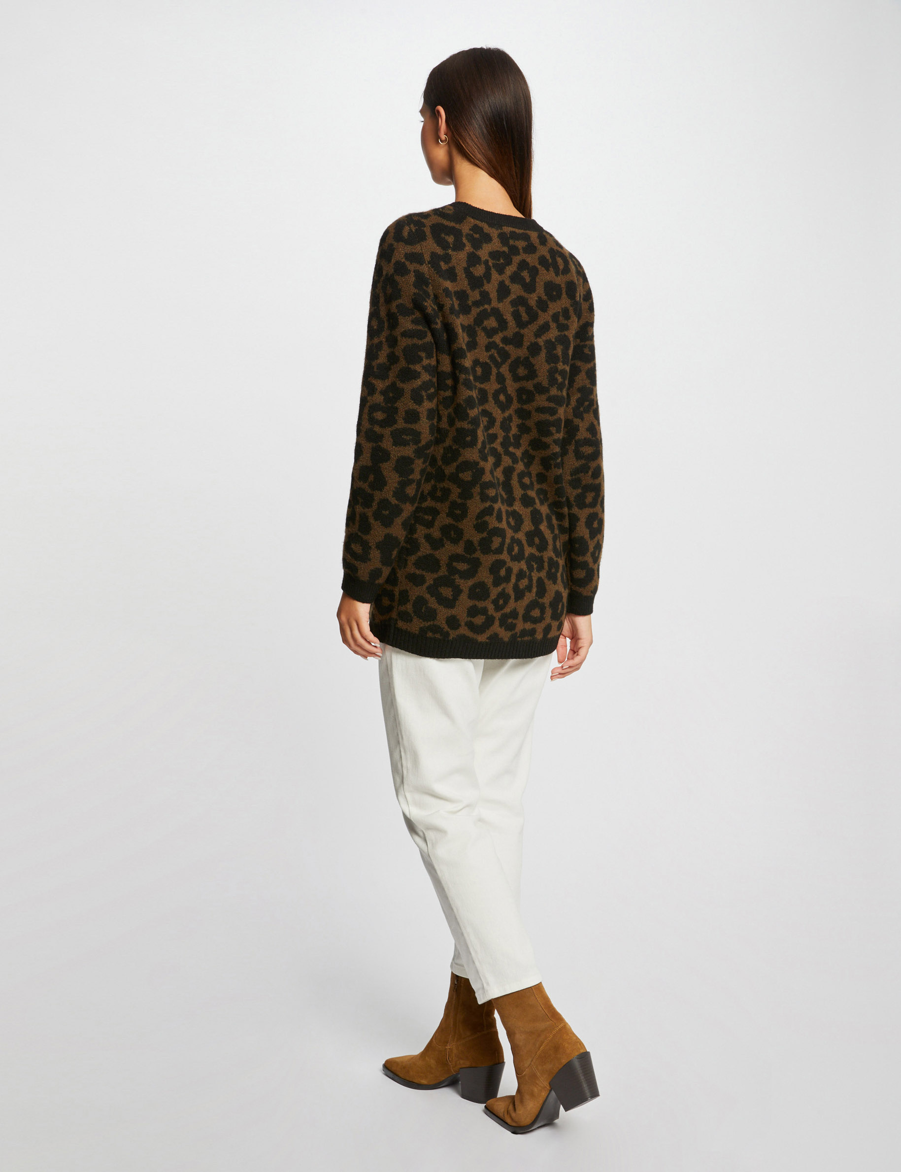 cardigan estampado de leopardo negro mujer Cárdigan estampado de leopardo negro mujer