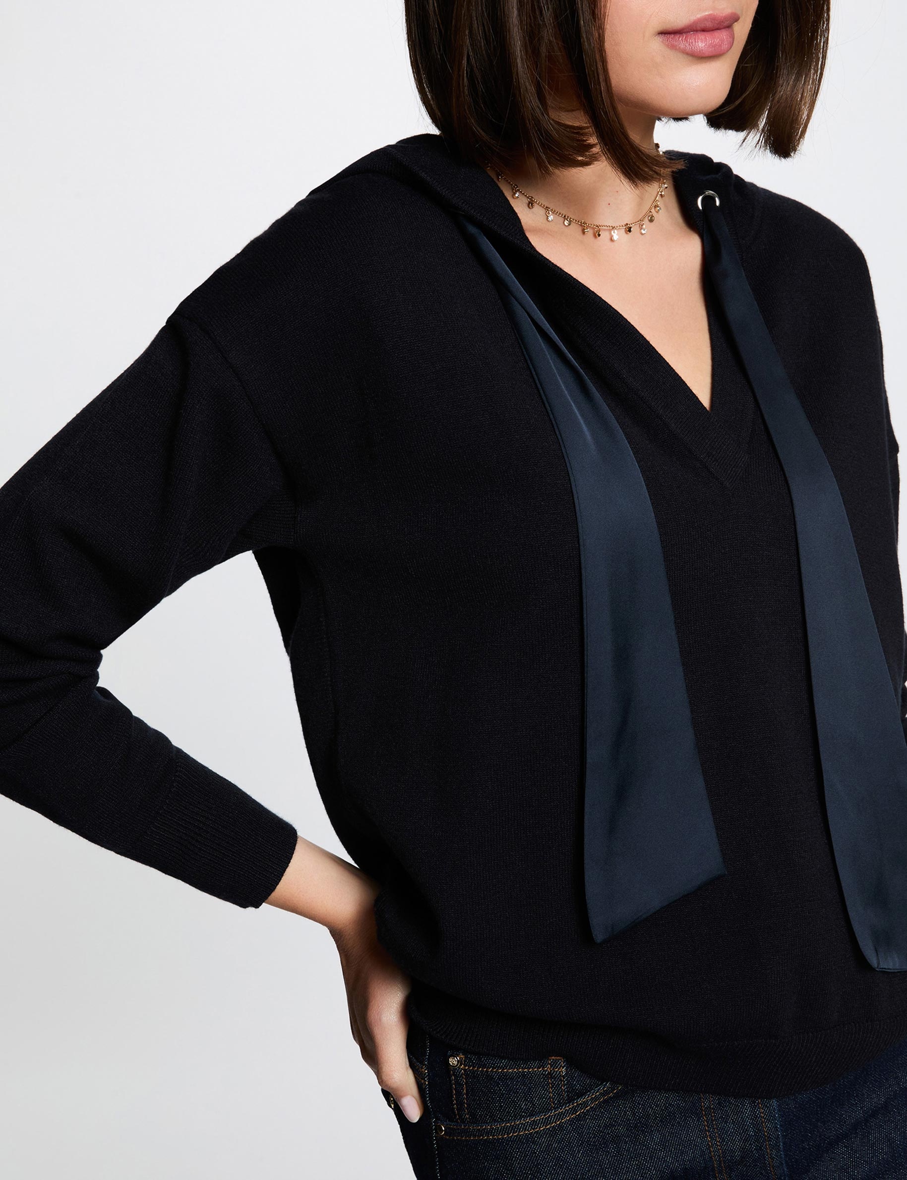 Jersey con capucha azul marino mujer