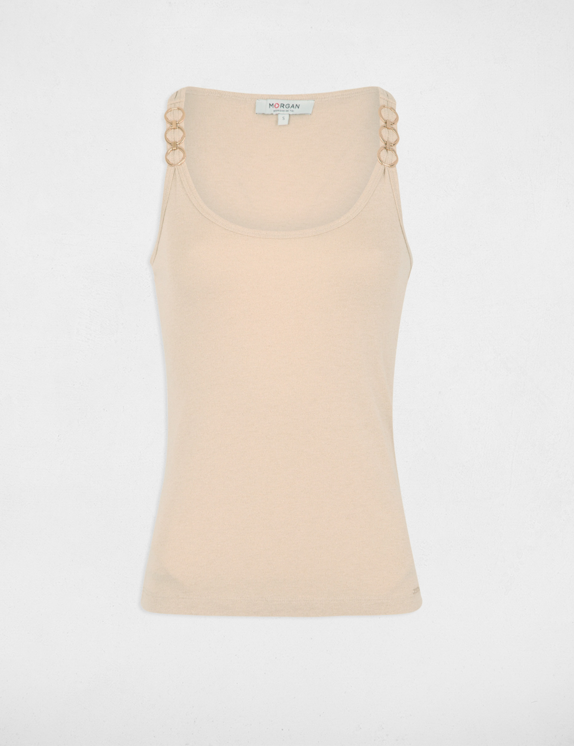 Top con tirantes finos marfil mujer