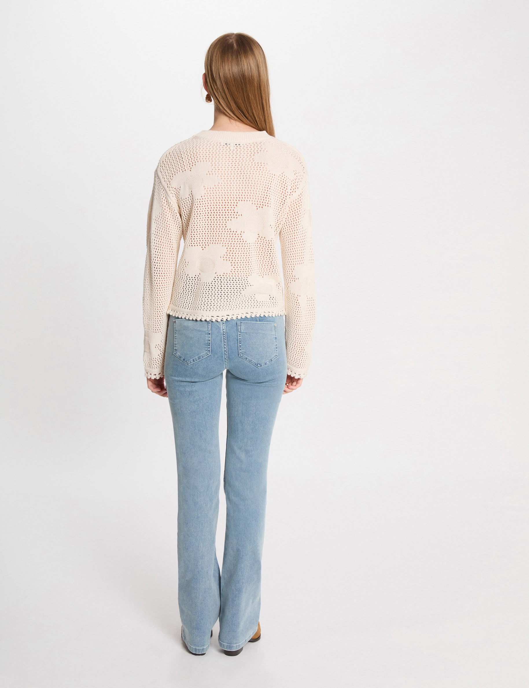 Vaquero bootcut denim descolorido mujer