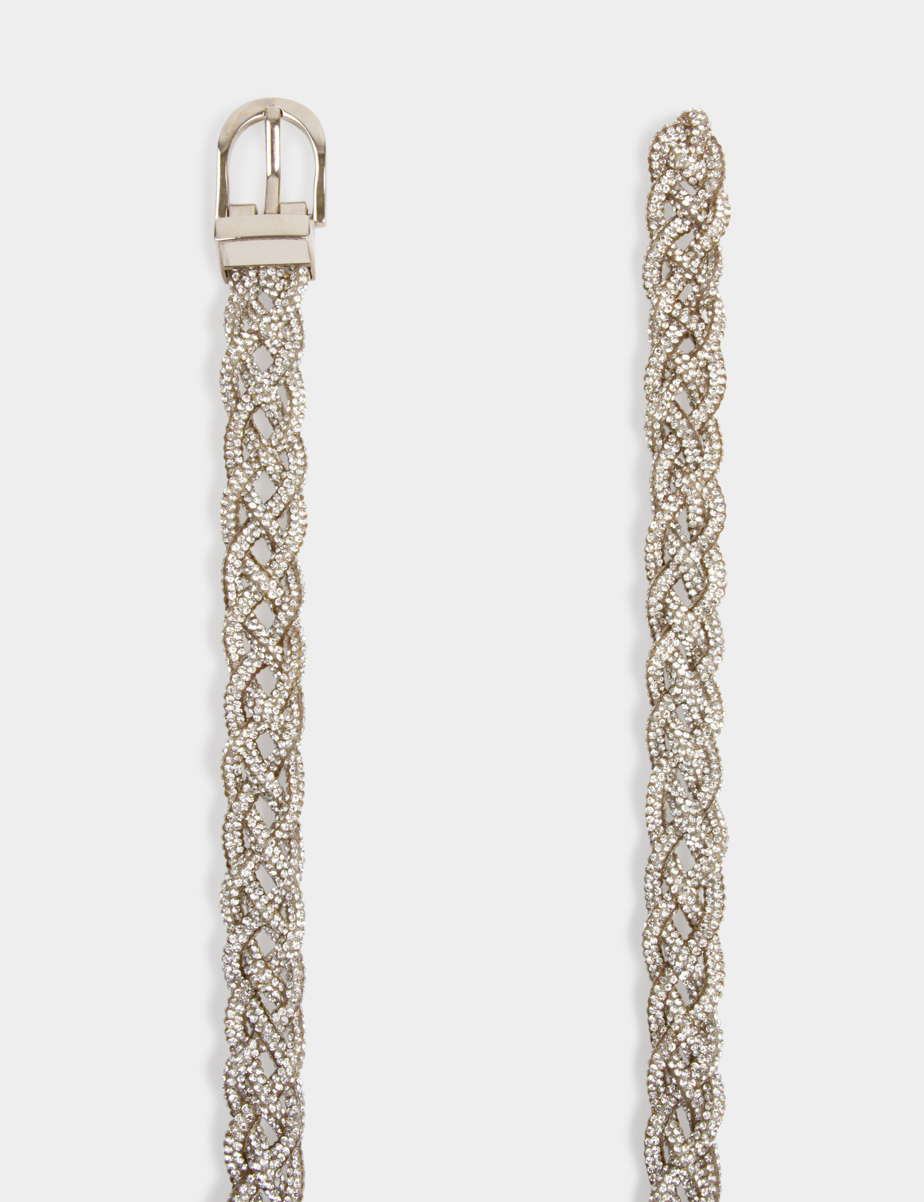cinturon trenzado con strass couleur argent mujer Cinturón trenzado con strass couleur argent mujer