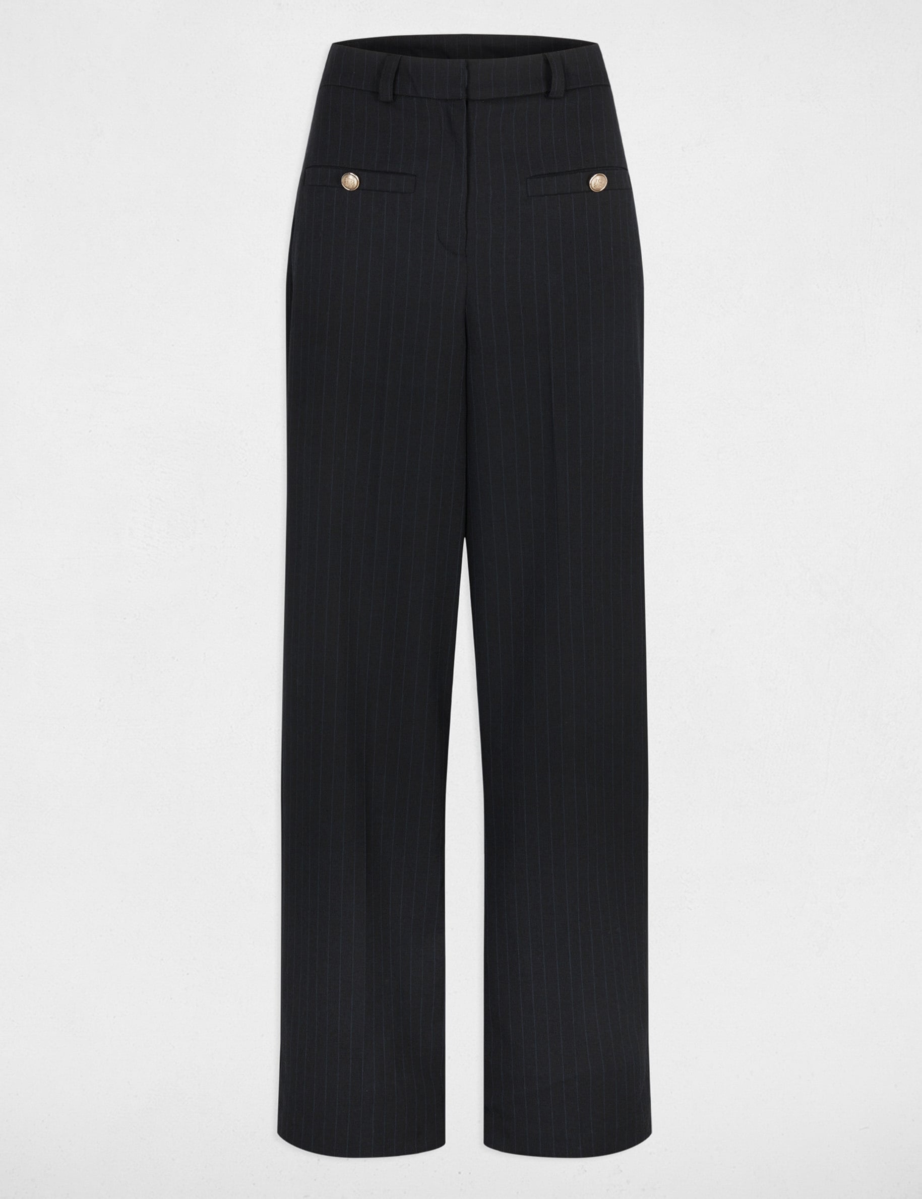 Pantal&oacute;n recto de tiro alto azul marino mujer
