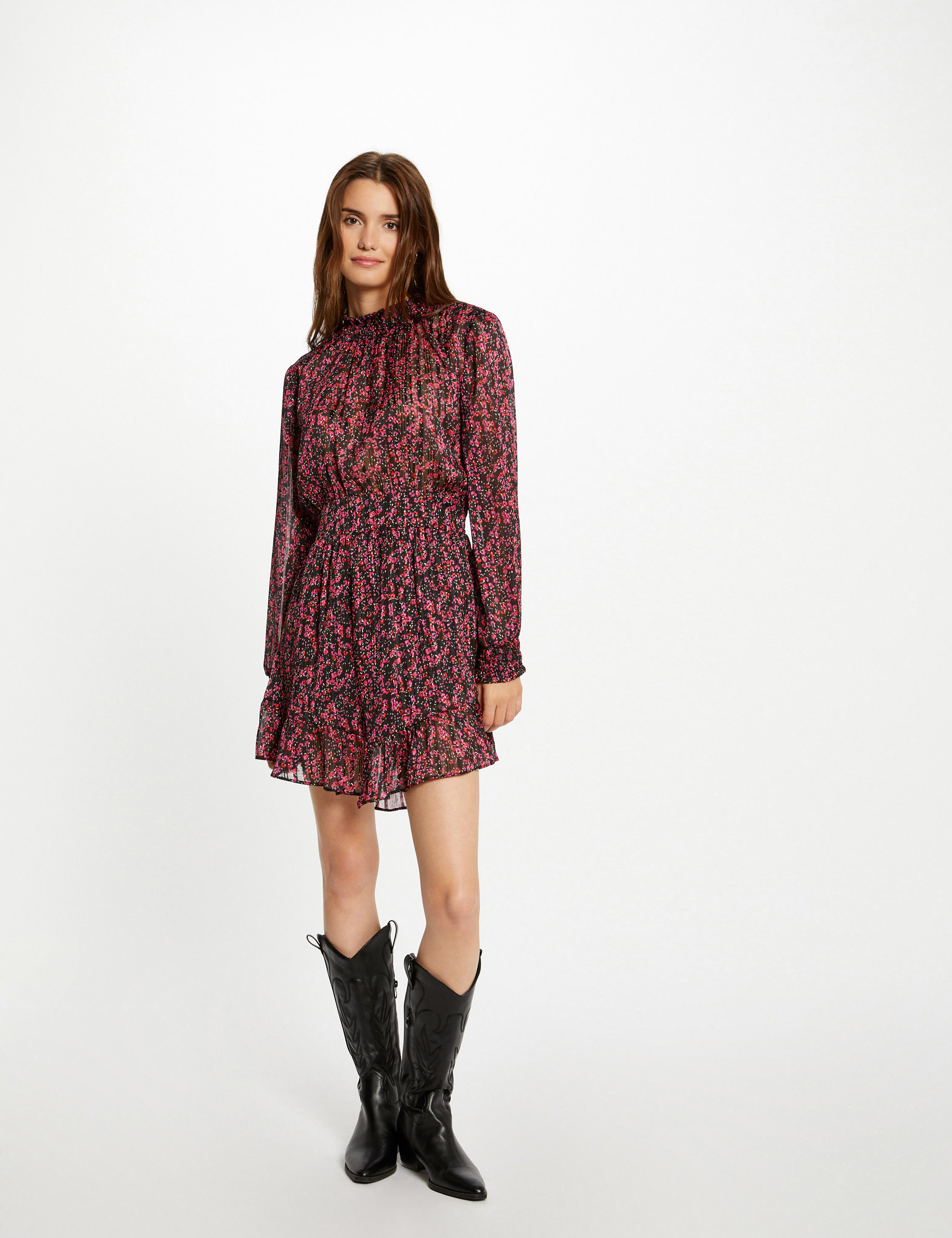 Vestido entallado estampado floral multico mujer