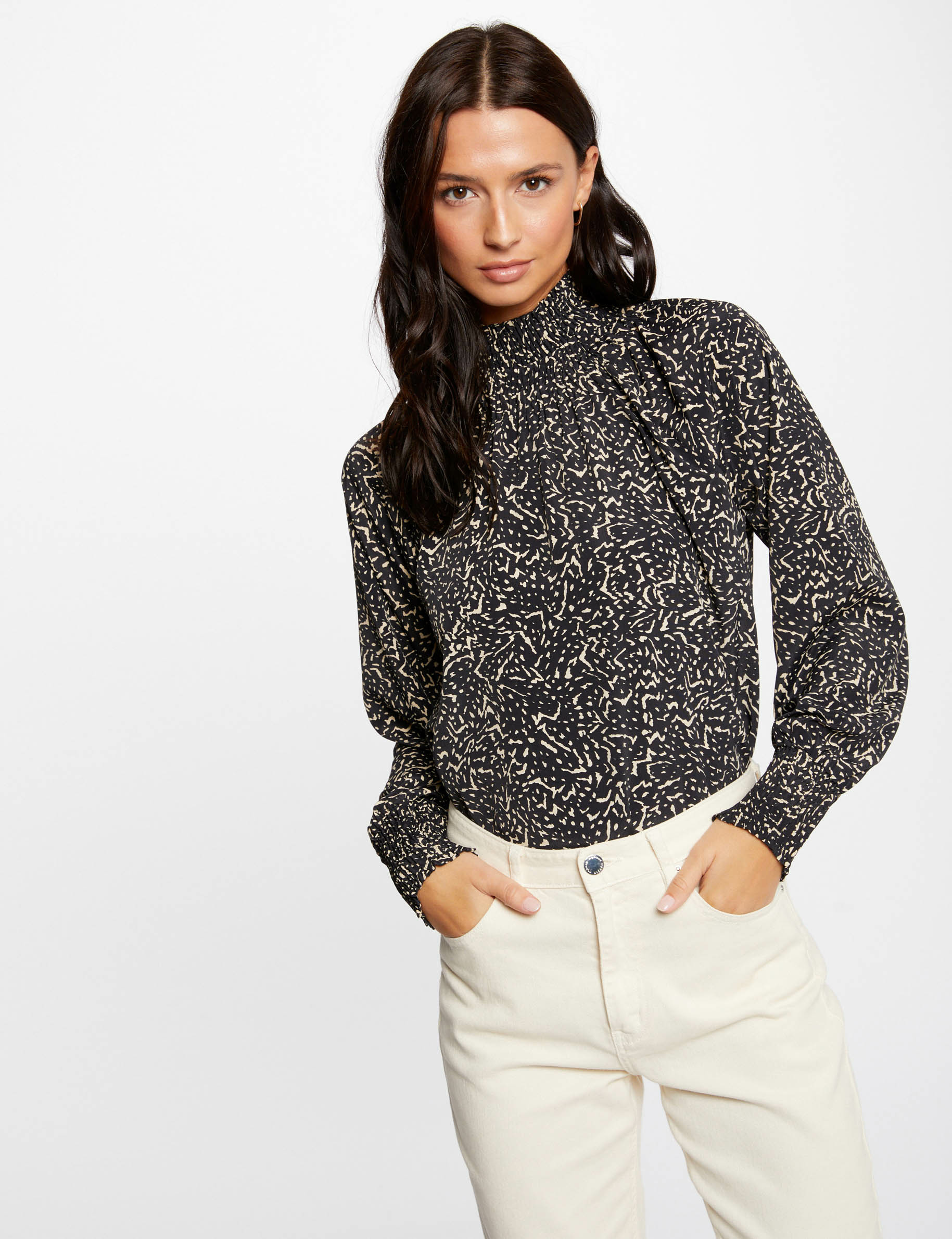 Blusa manga larga estampado abstracto multico mujer