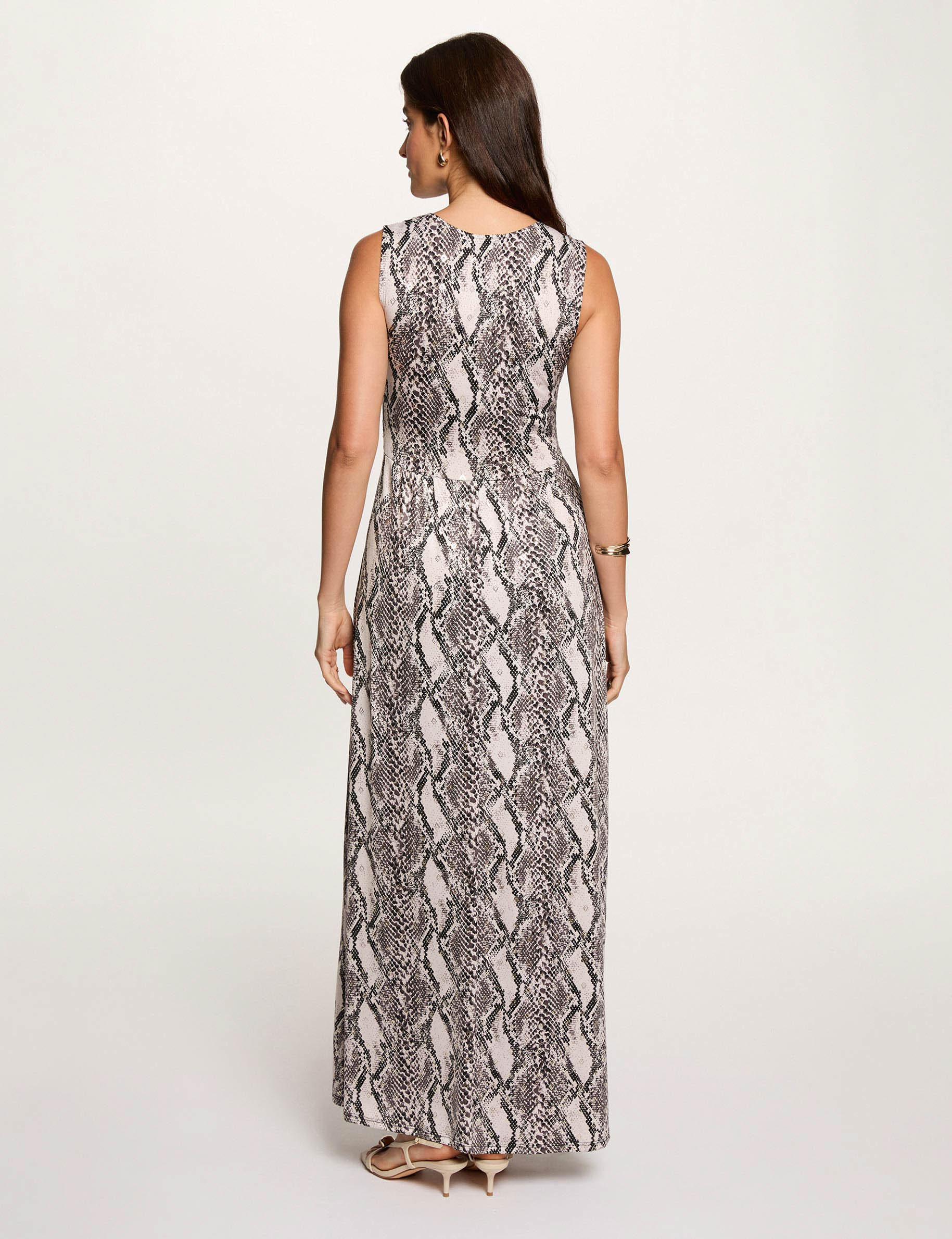 Vestido largo escote multicolor mujer