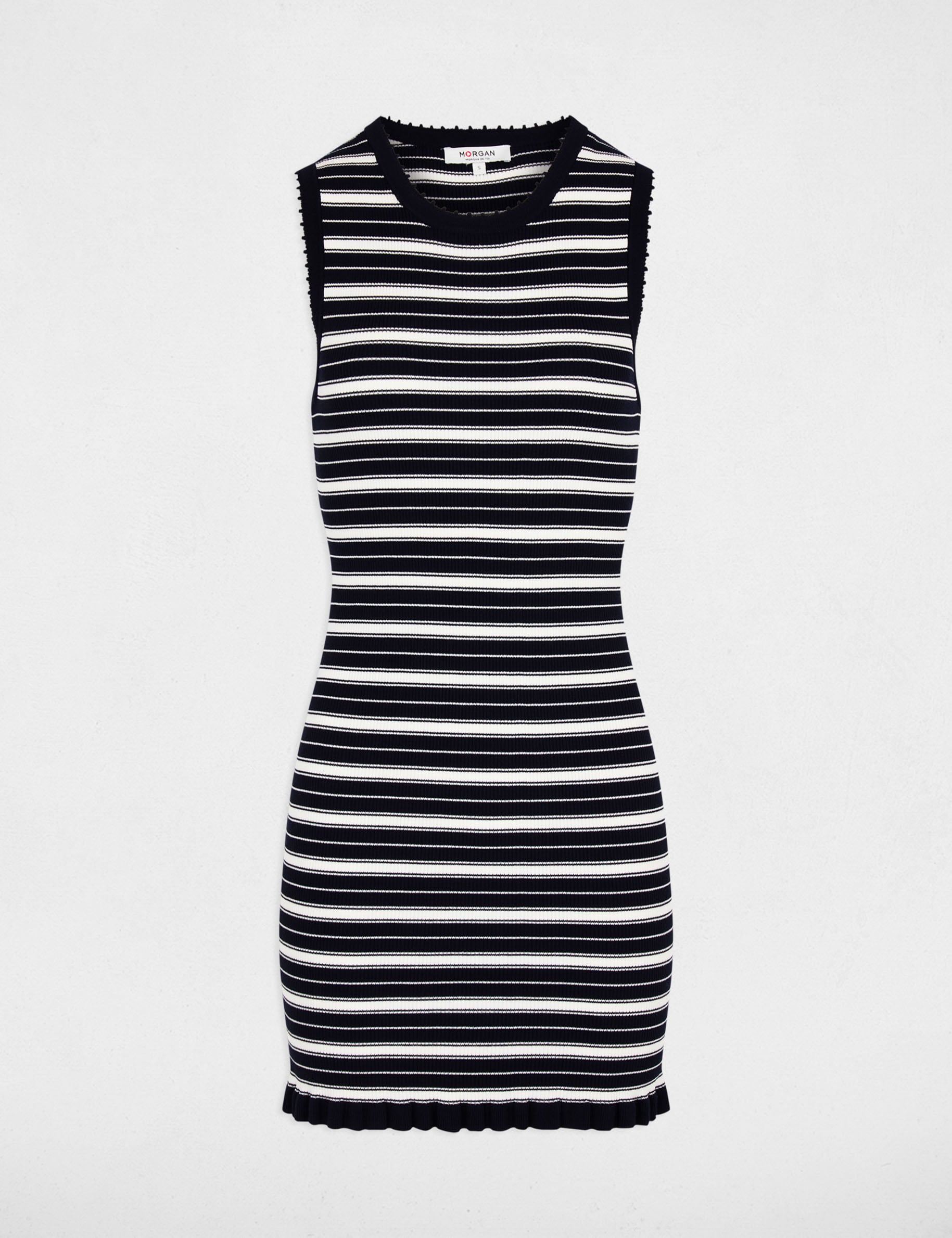 Vestido de punto sin mangas azul marino mujer