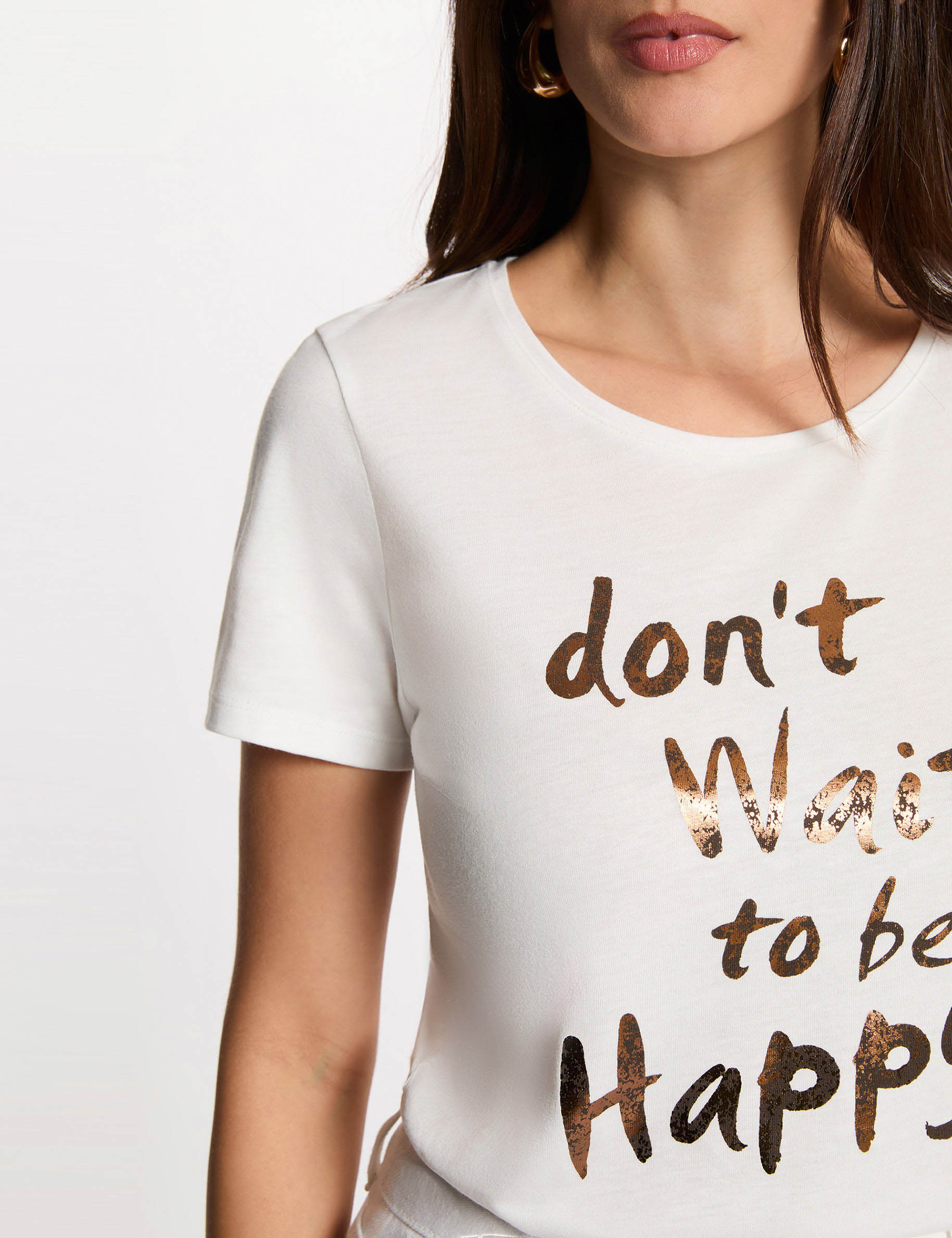 Camiseta cuello redondo manga corta blanco mujer