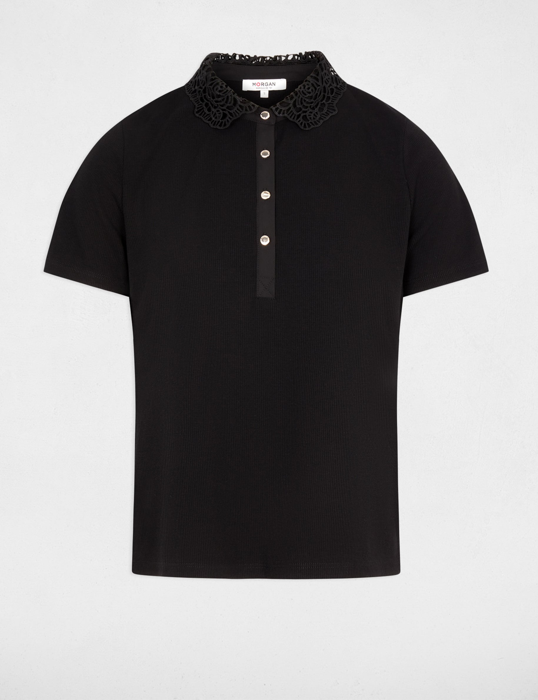 Tejido ligero cuello encaje negro mujer
