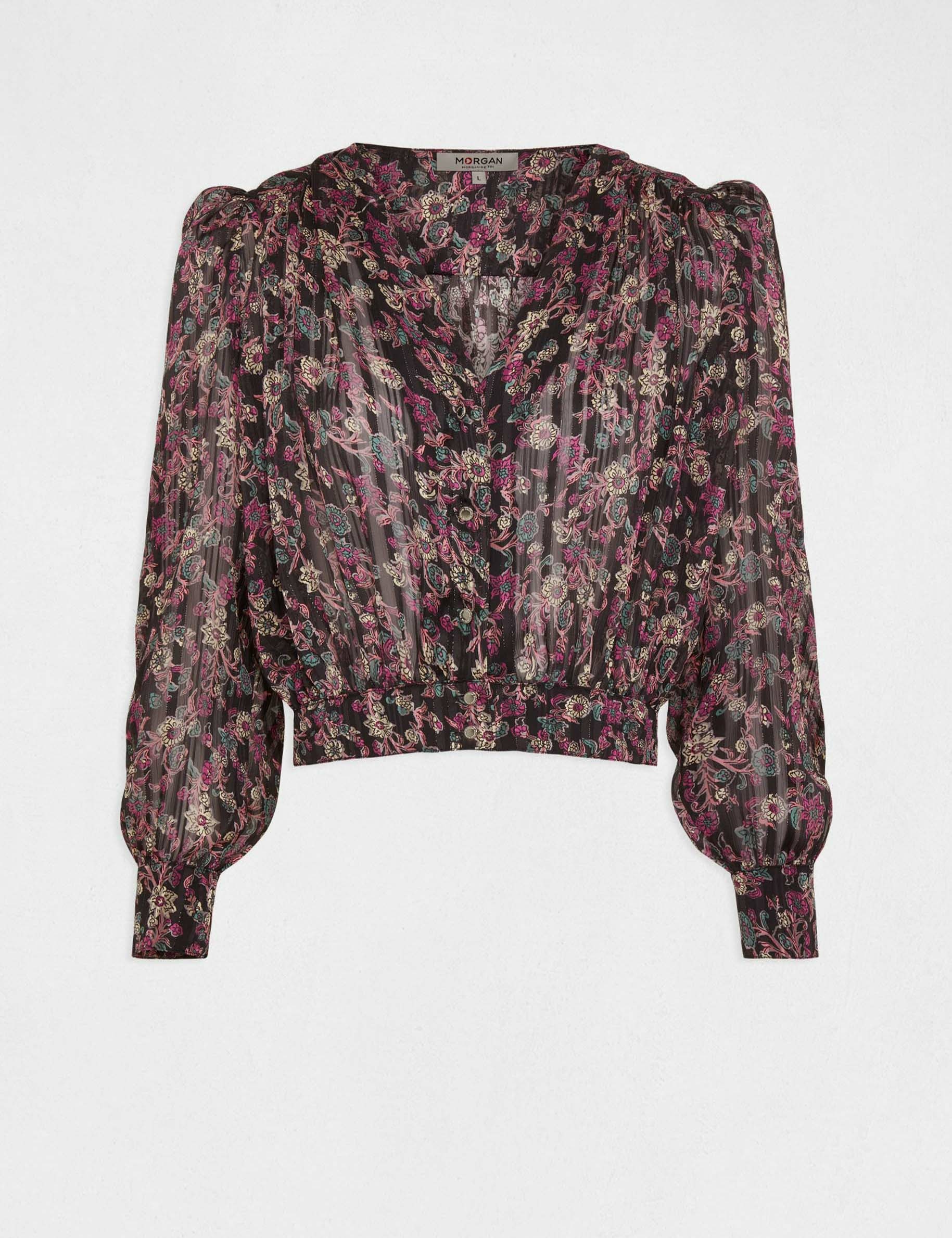 Camisa manga larga estampada multico mujer