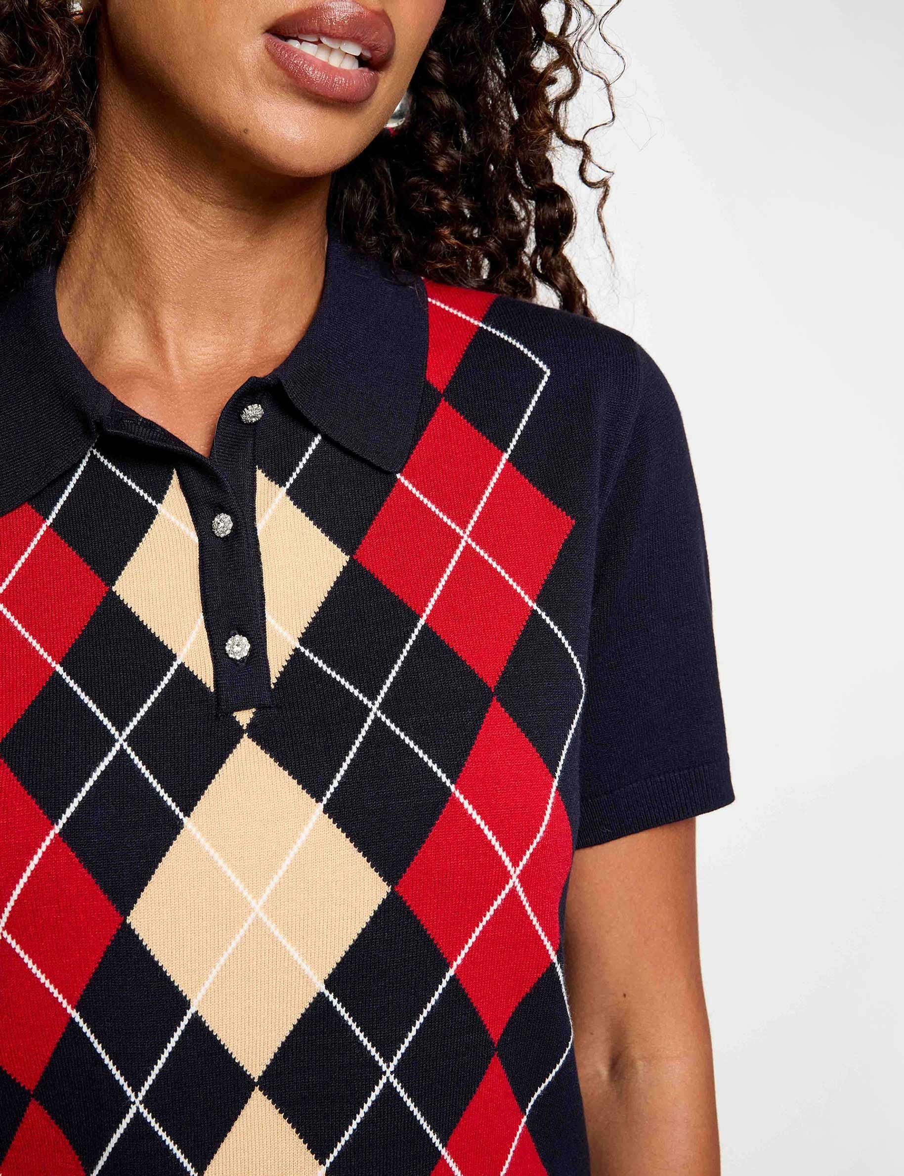 Jersey con cuello polo azul marino mujer