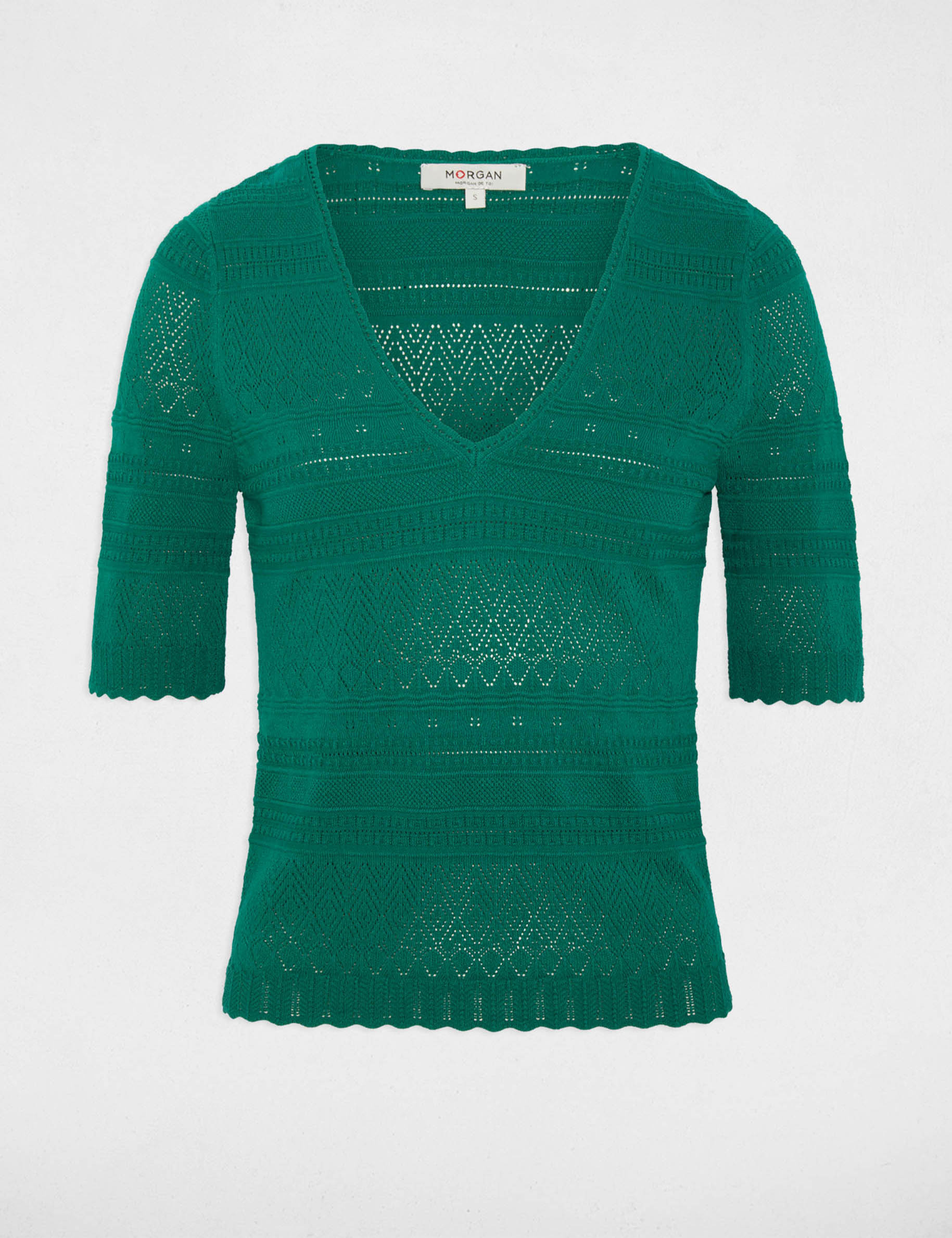 Jersey manga corta verde mujer