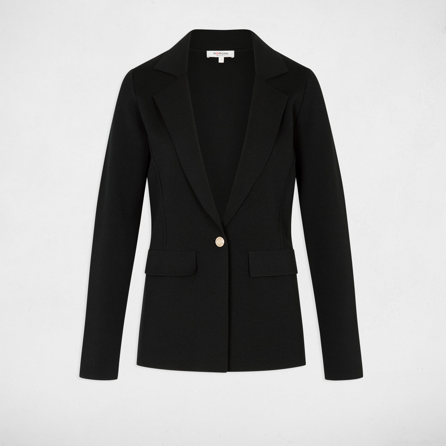Chaqueta entallada con solapa negro mujer