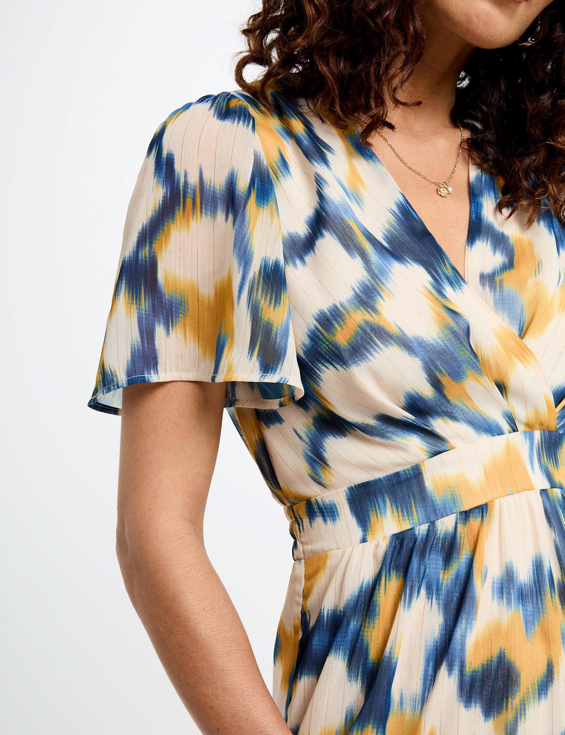 vestido largo recto estampado multicolor mujer Vestido largo recto estampado multicolor mujer