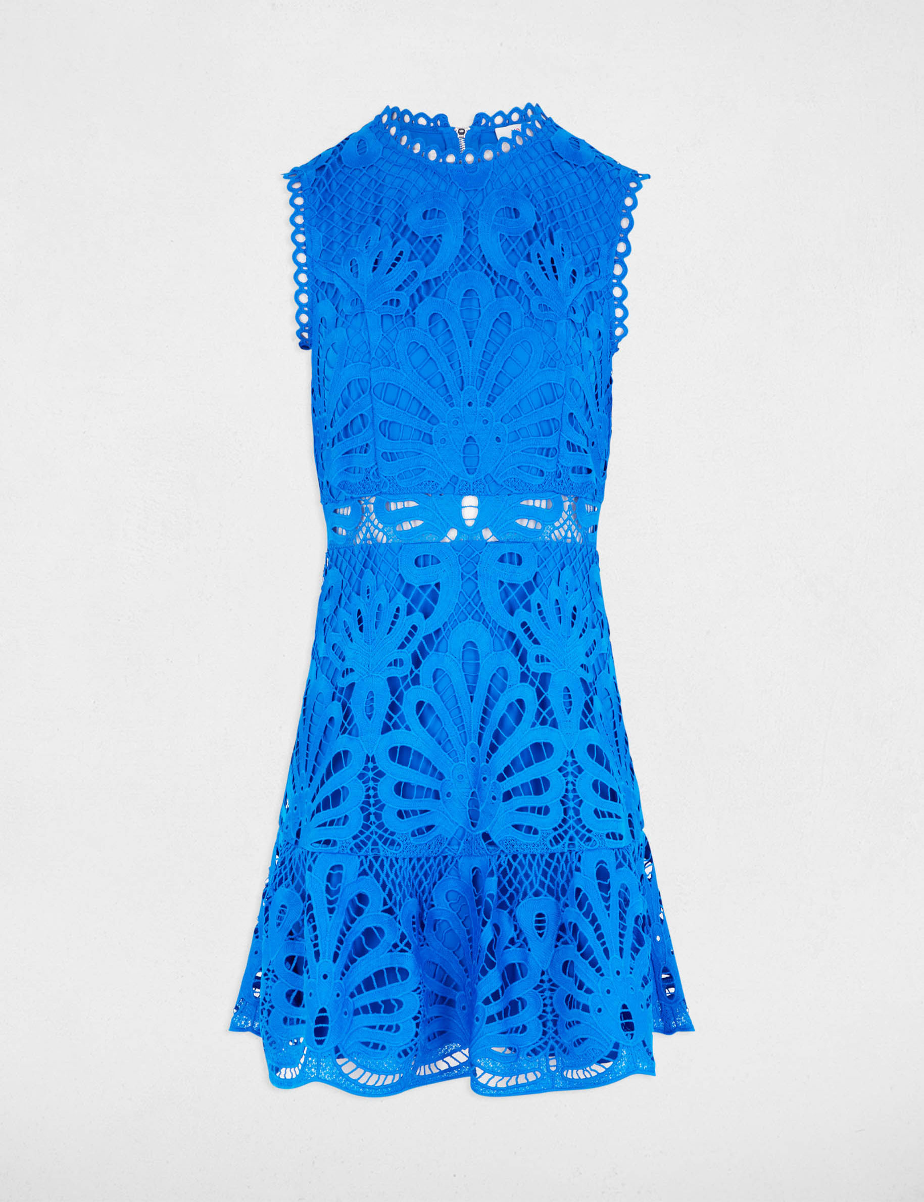 vestido corto evase encaje azul electrico mujer Vestido corto evasé encaje azul eléctrico mujer