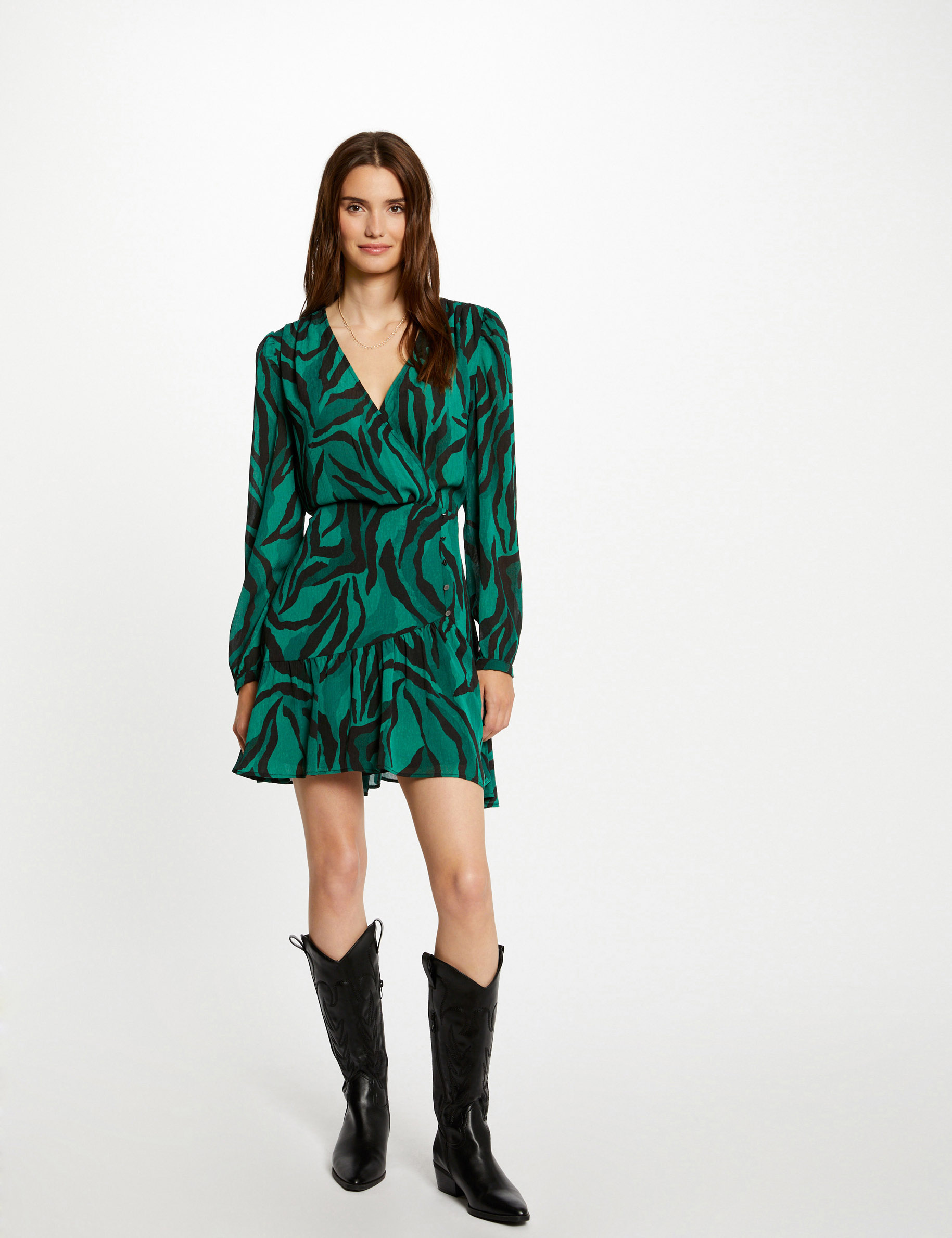 Vestido evasé estampado animal multico mujer