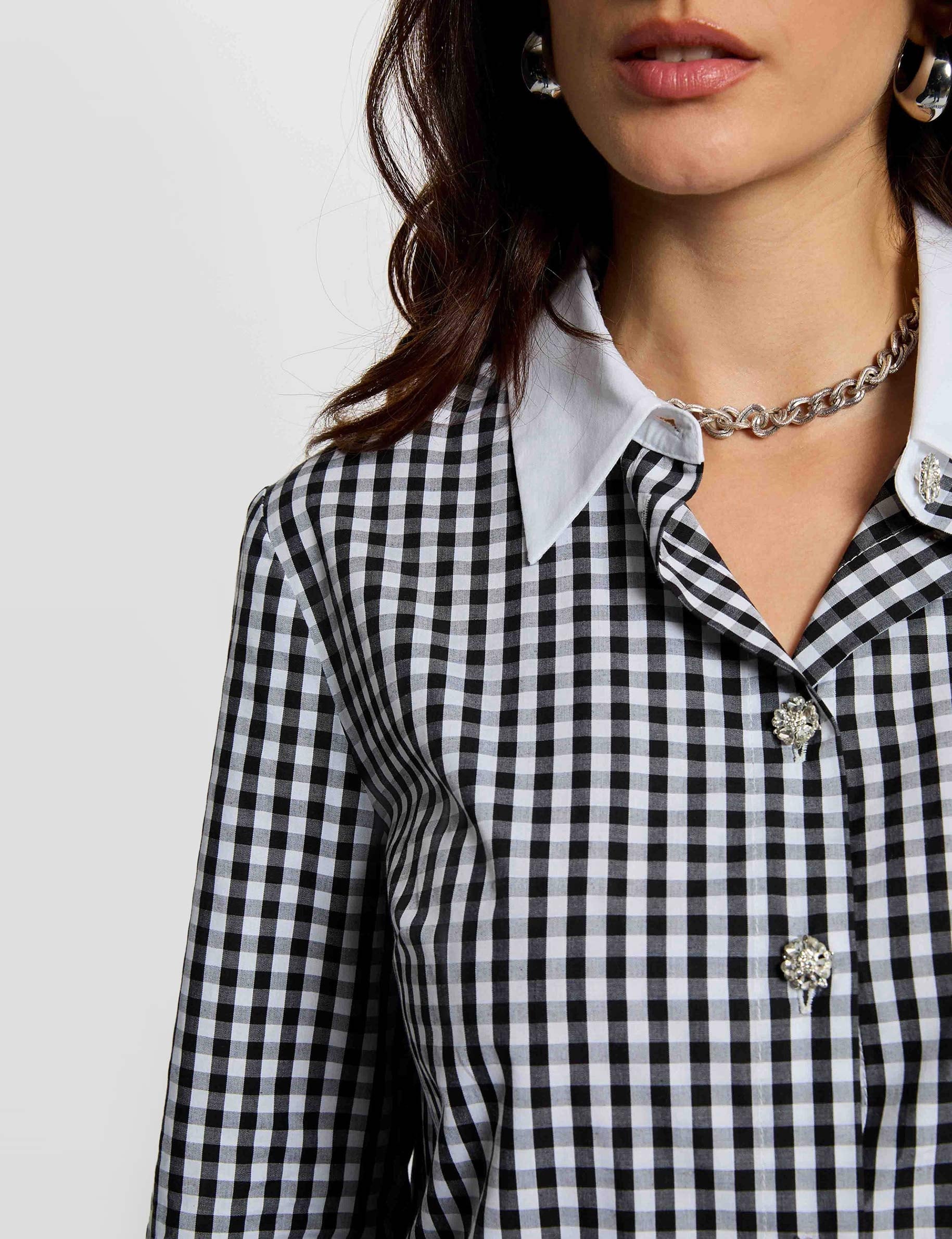 Camisa con cuello contrastado multicolor mujer