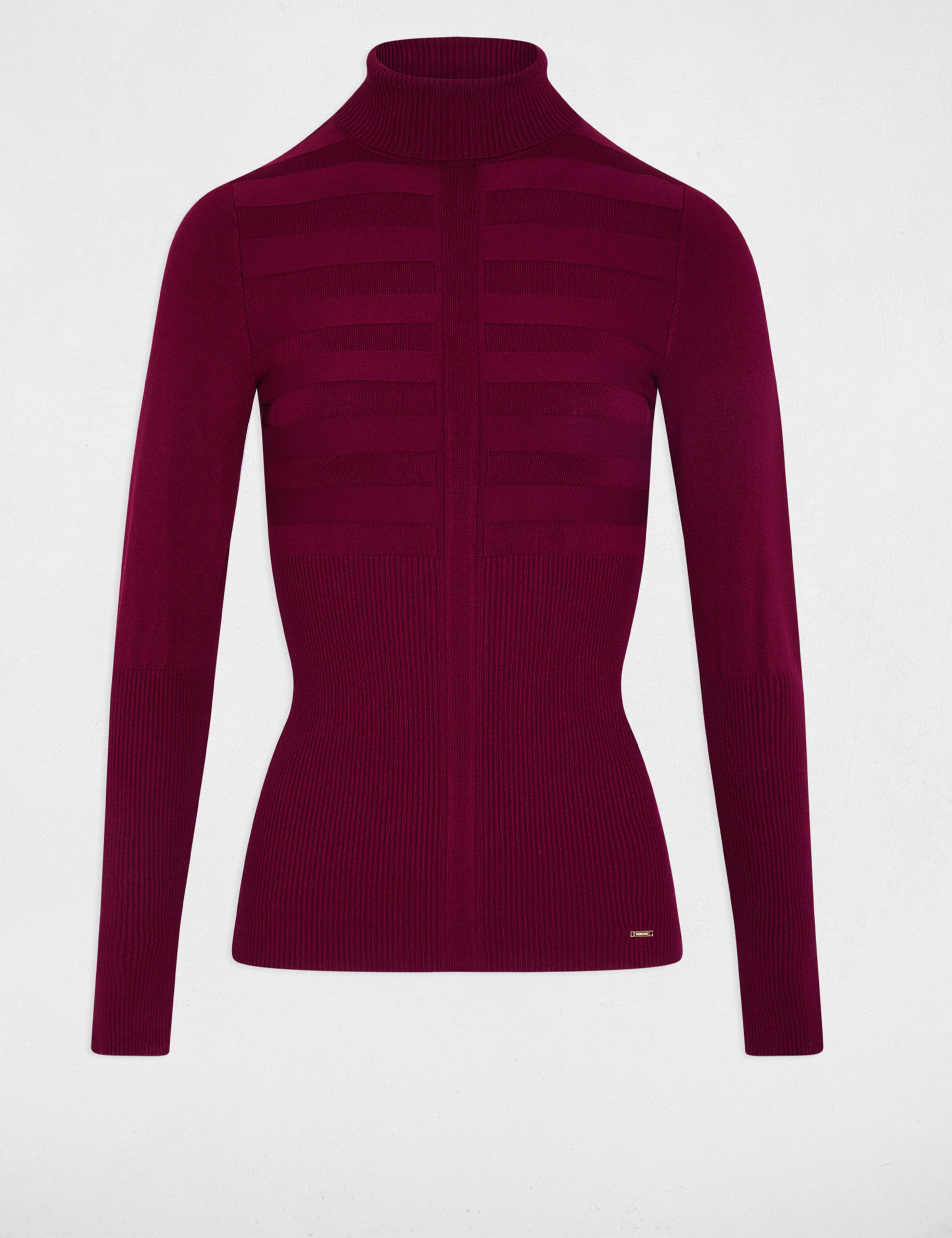 Jersey de cuello alto ajustado ciruela mujer