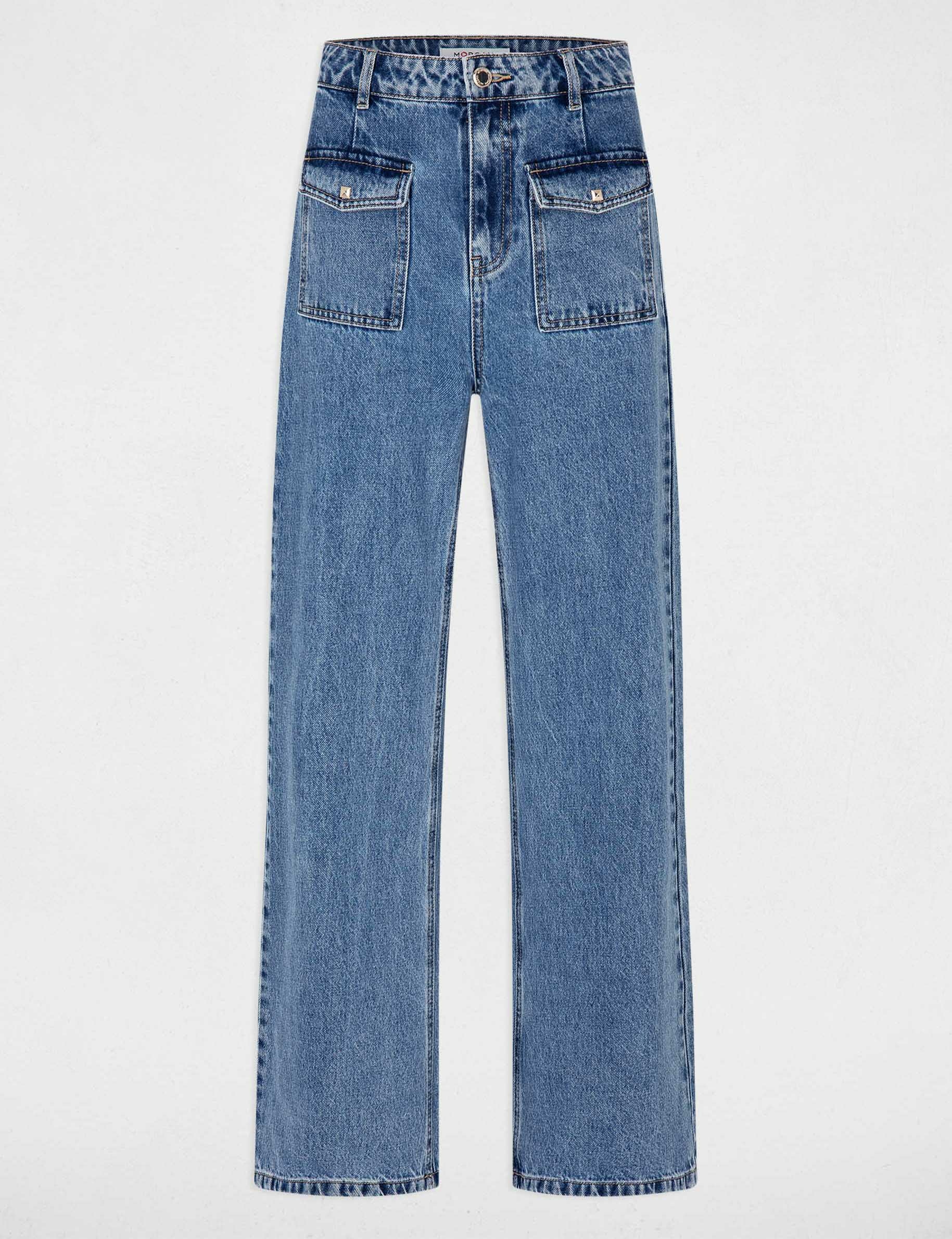 vaquero pernera ancha talle alto denim doble stone mujer Vaquero pernera ancha talle alto denim doble stone mujer