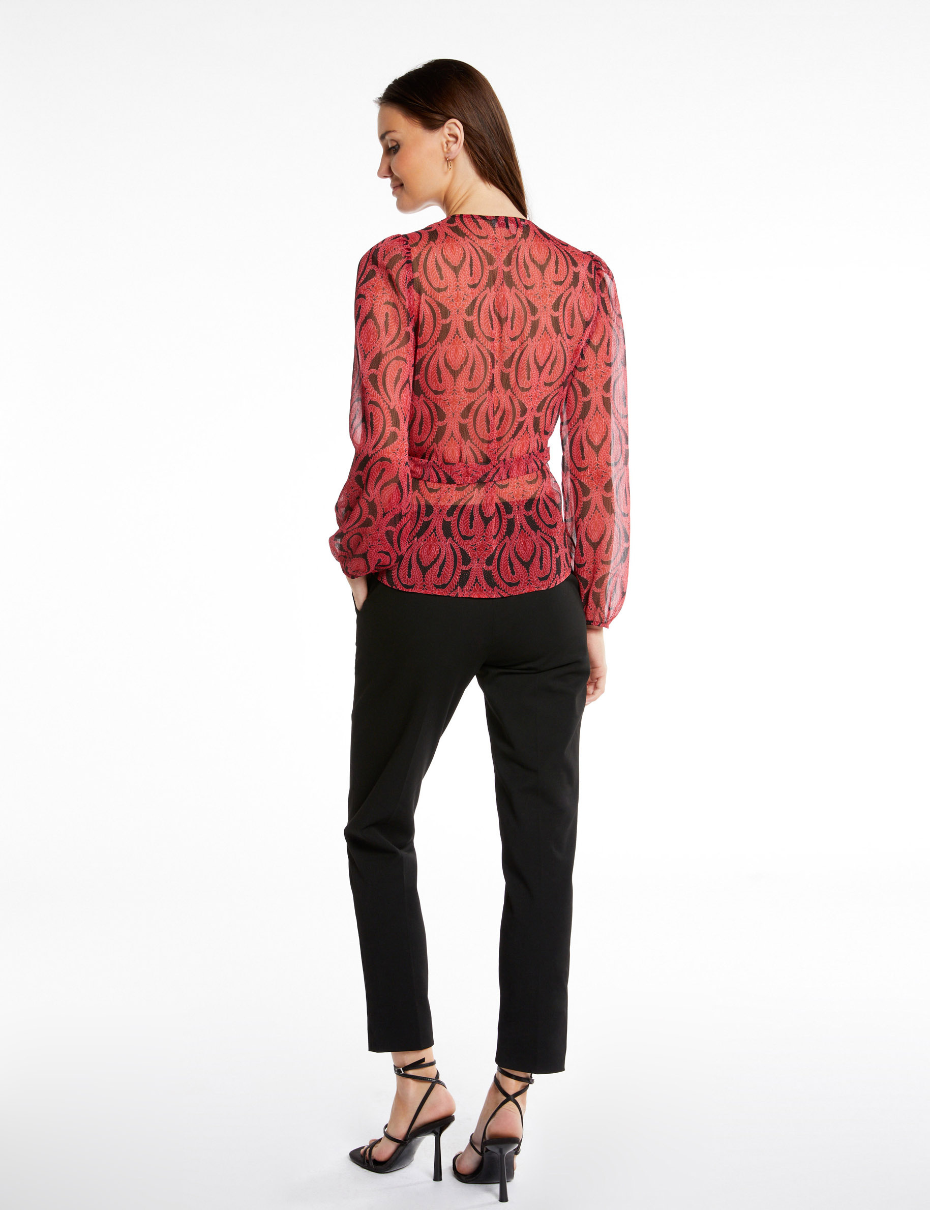 Blusa manga larga estampado abstracto multico mujer