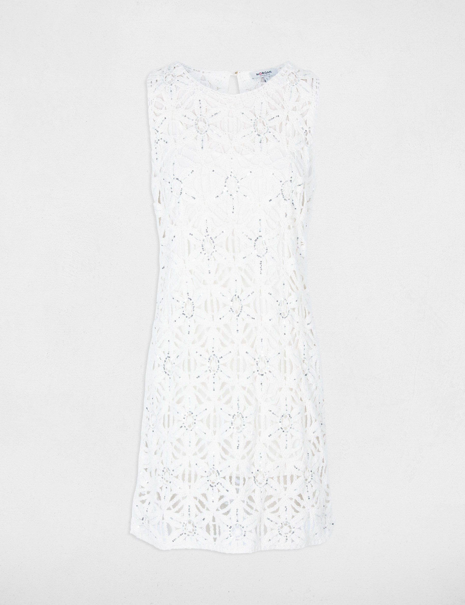 Vestido de punto ajustado blanco mujer