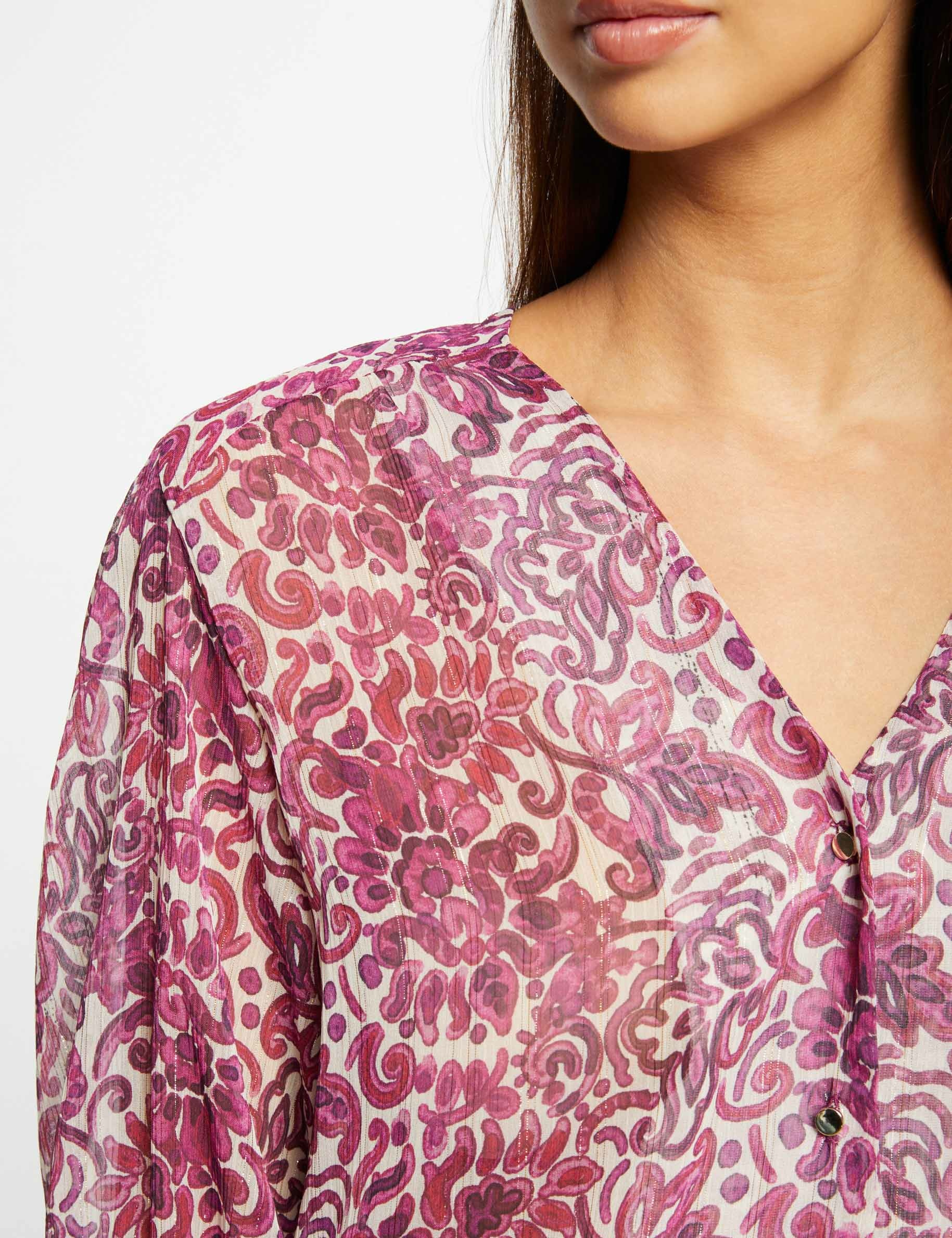 camisa manga 34 estampado de cachemira multico mujer Camisa manga 3/4 estampado de cachemira multico mujer