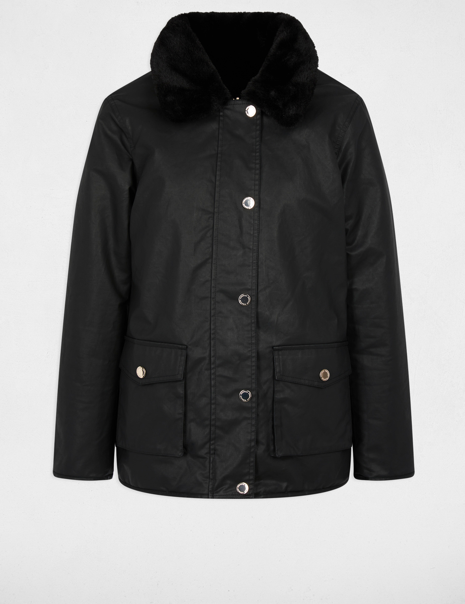 Parka reversible con revestimiento negro mujer