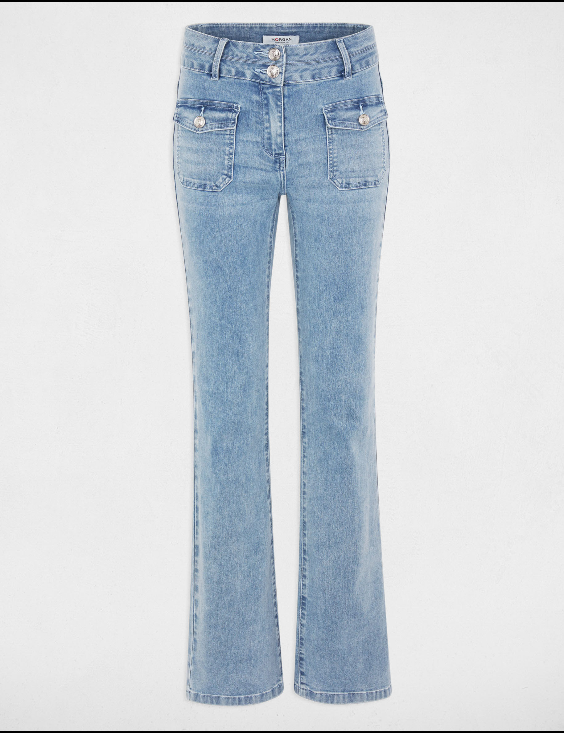 vaquero boot cut talle alto denim descolorido mujer Vaquero boot-cut talle alto denim descolorido mujer