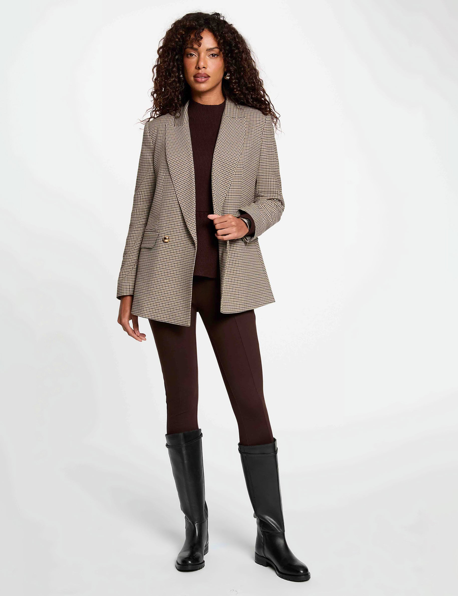 Pantal&oacute;n legging liso marr&oacute;n oscuro mujer