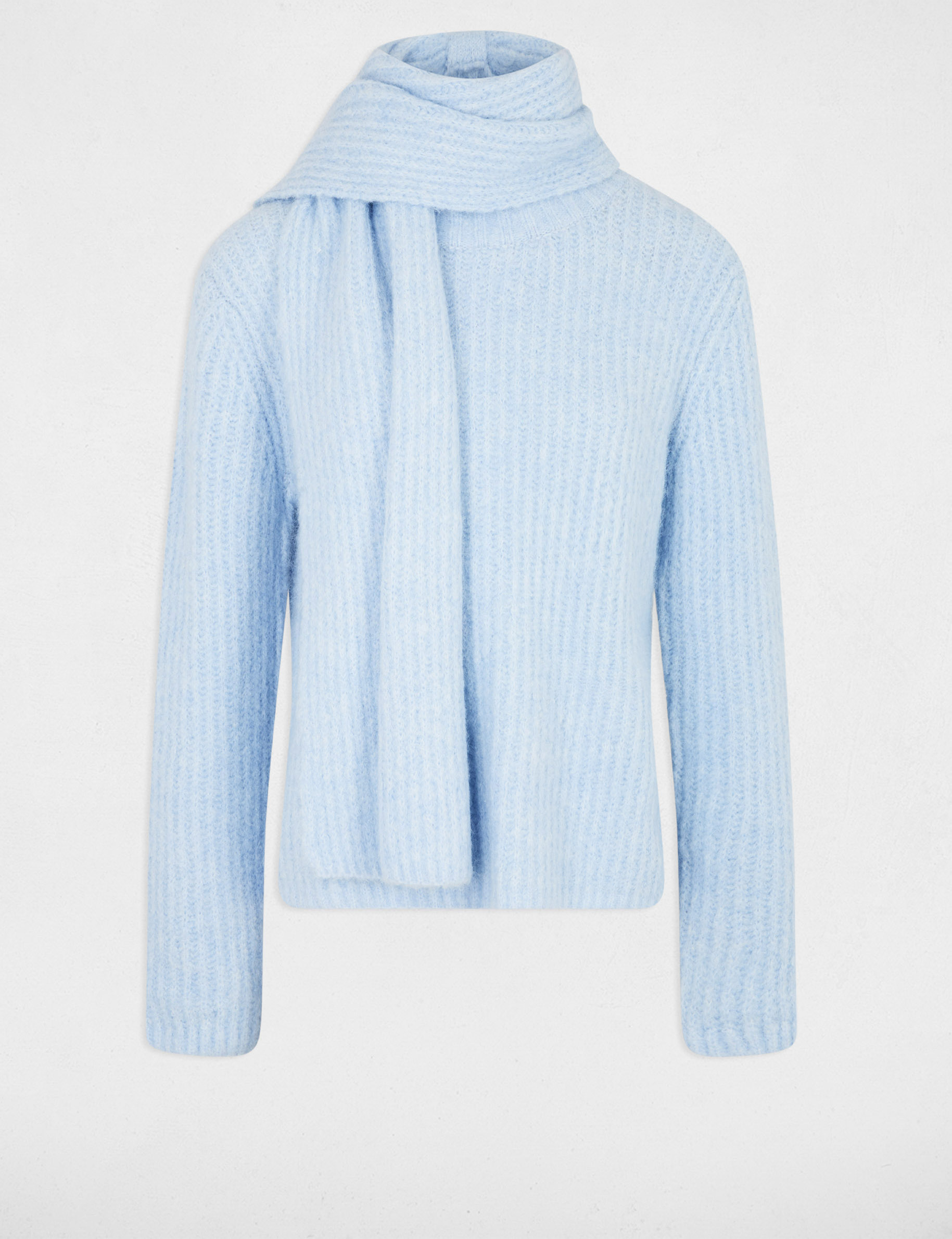 Jersey con cuello bufanda azul cielo mujer