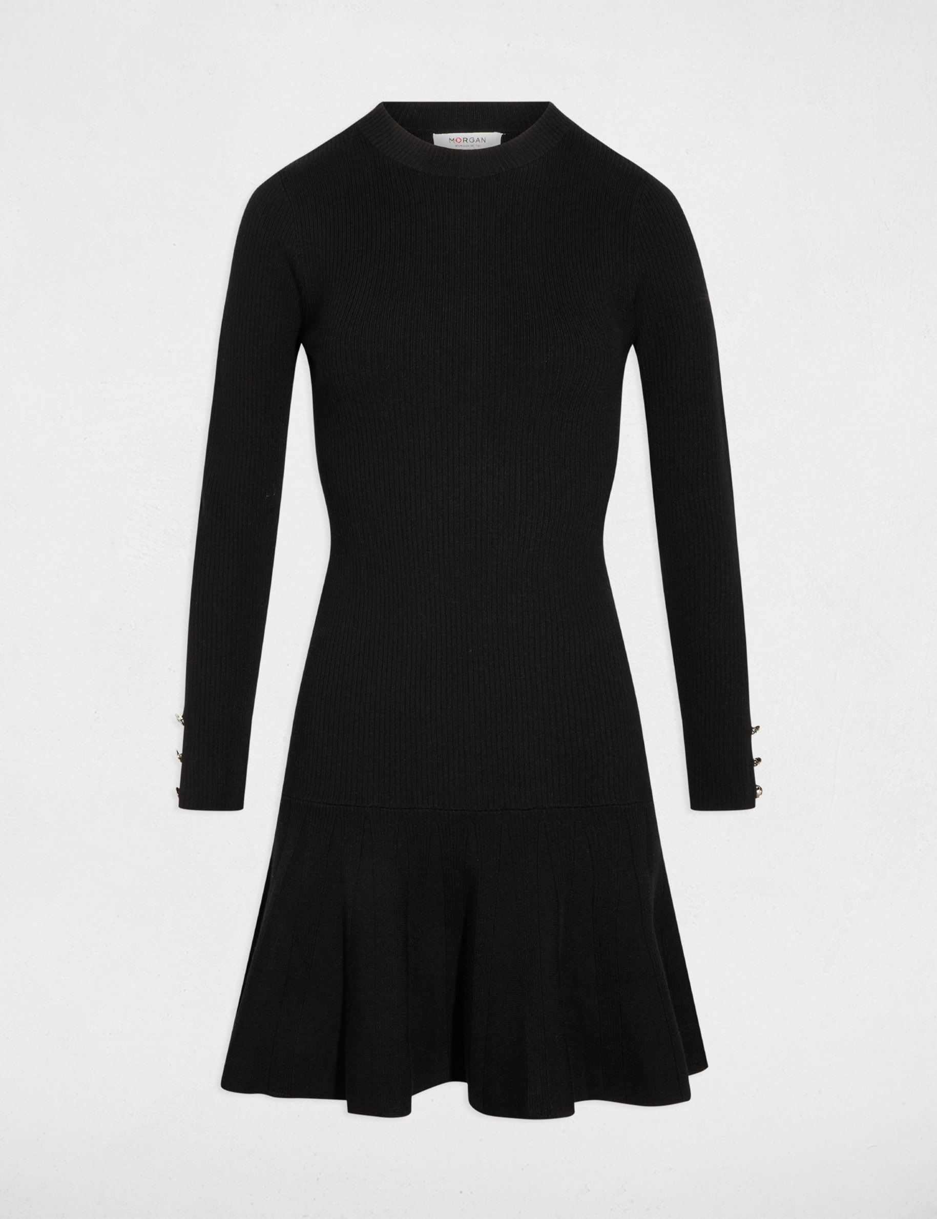 Vestido de punto corto negro mujer