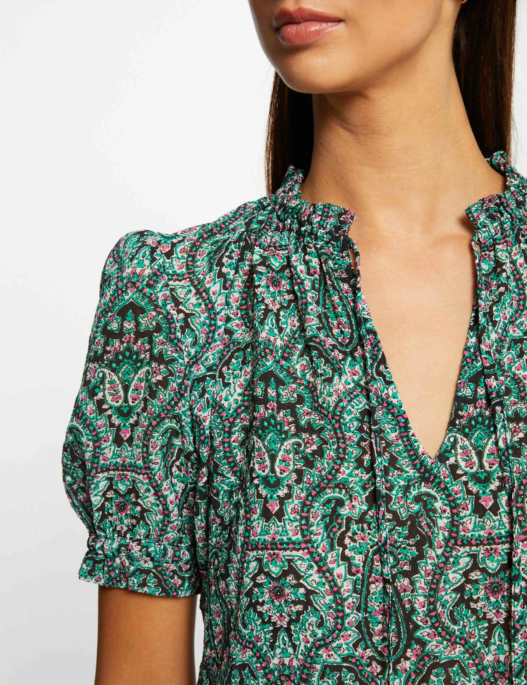 blusa manga corta estampada multico mujer Blusa manga corta estampada multico mujer