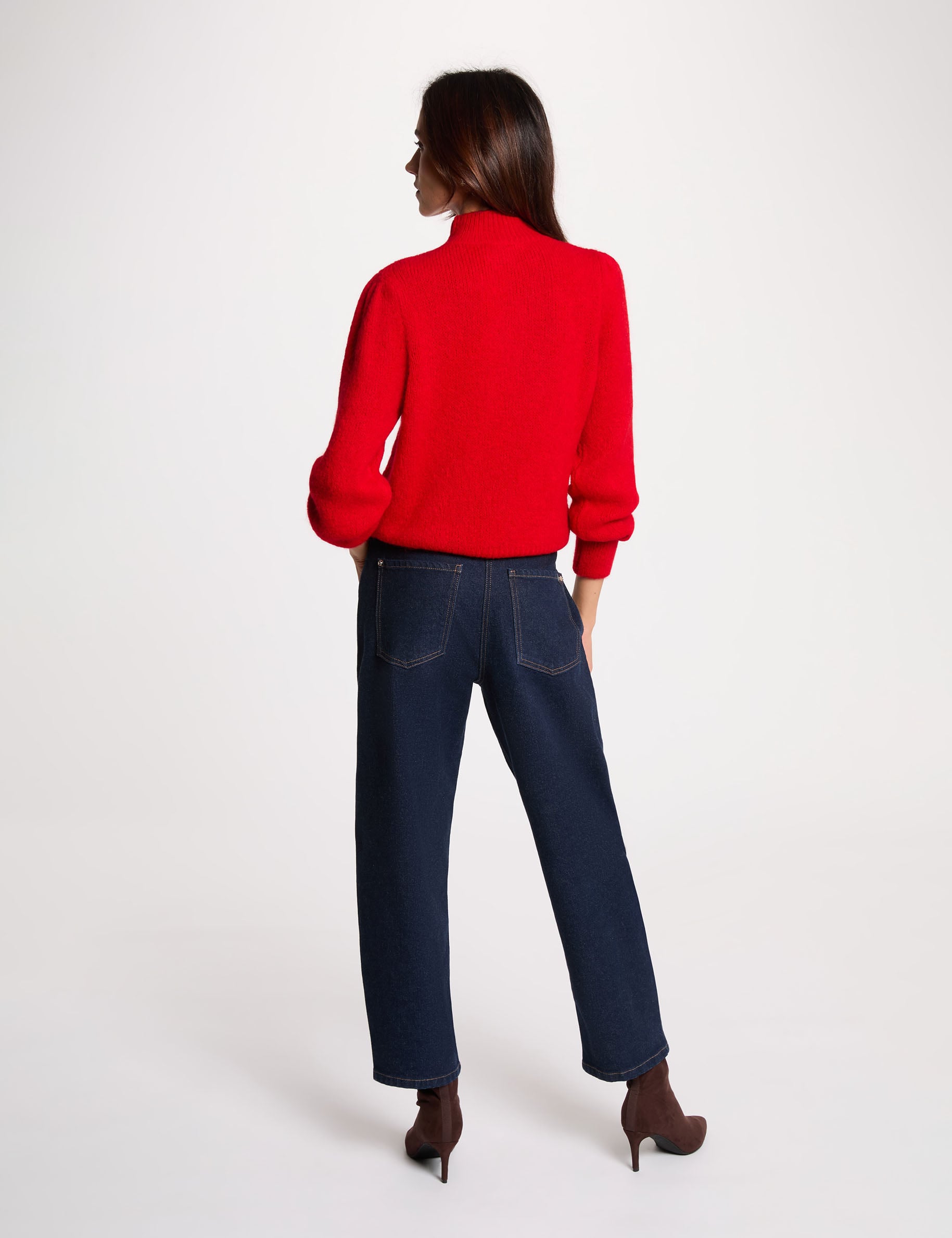 Jersey con cuello alto rojo mujer