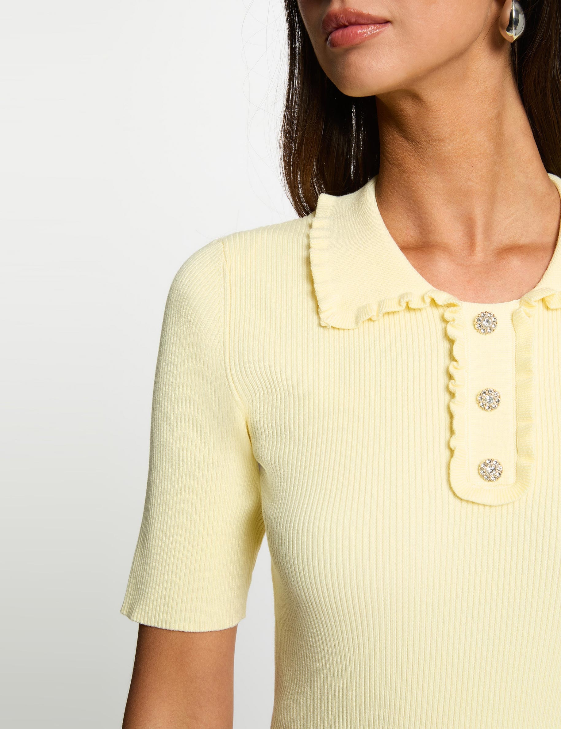 Jersey con cuello vuelto amarillo pastel mujer