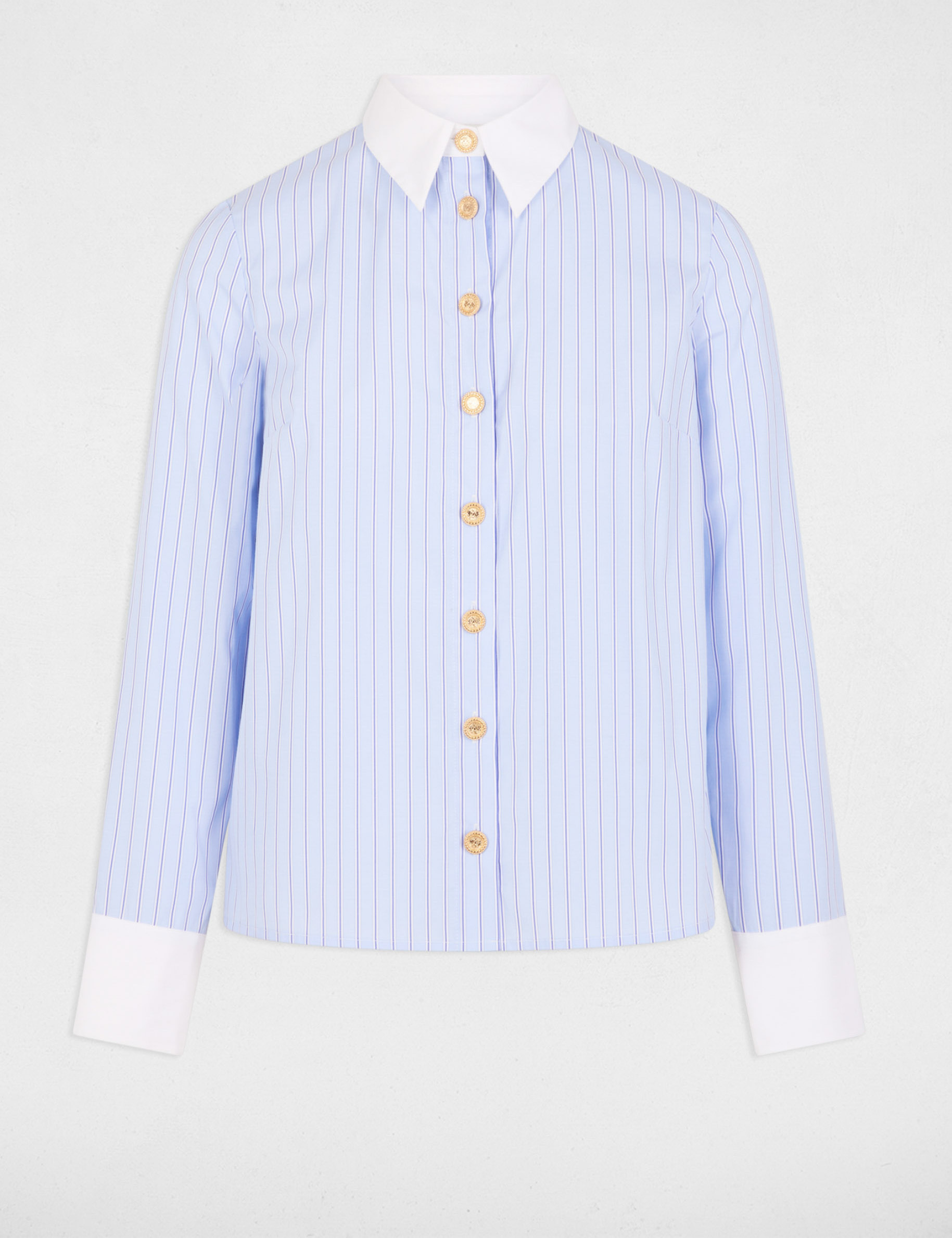 Camisa manga larga rayas azul cielo mujer
