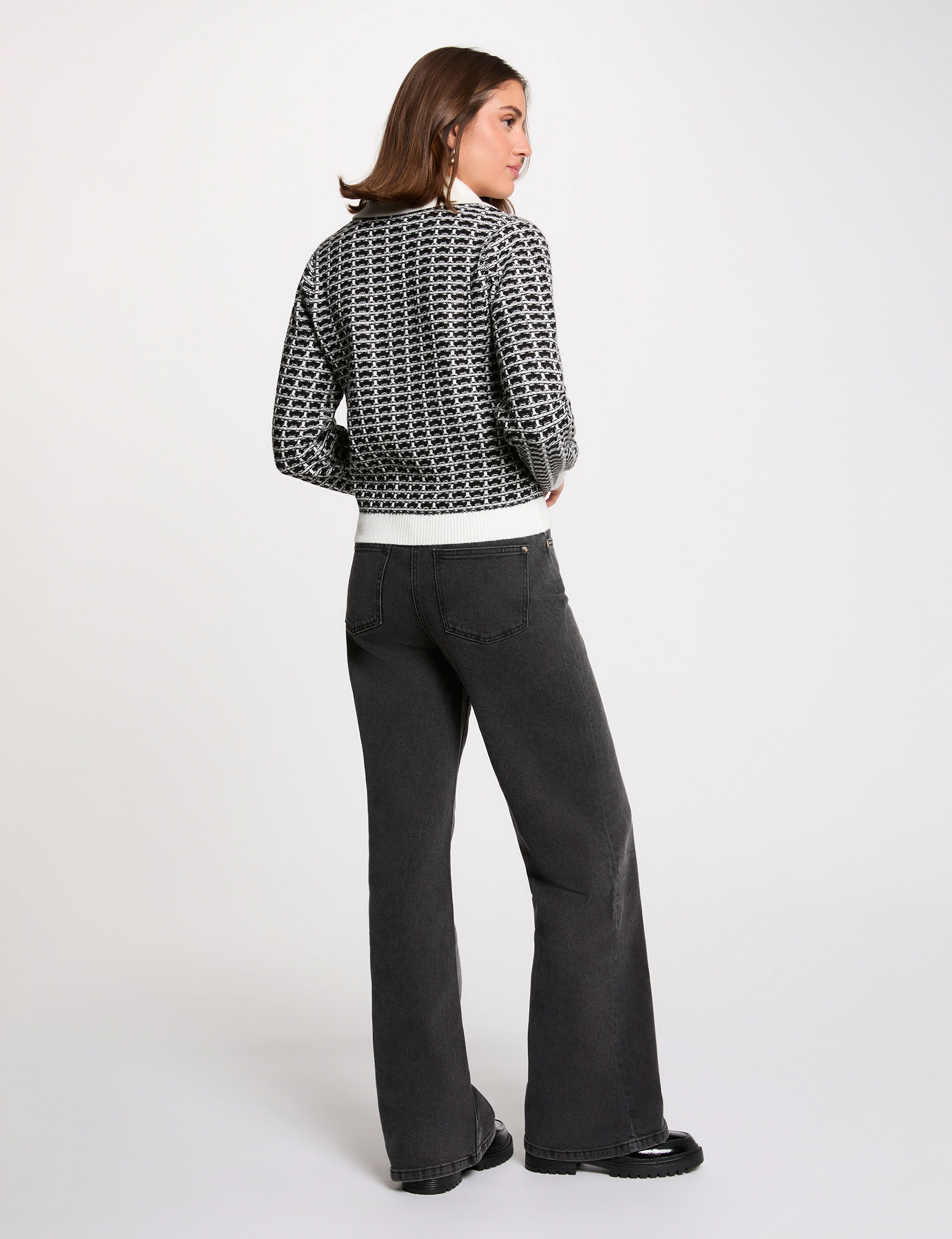 C&aacute;rdigan jacquard de espiga negro mujer