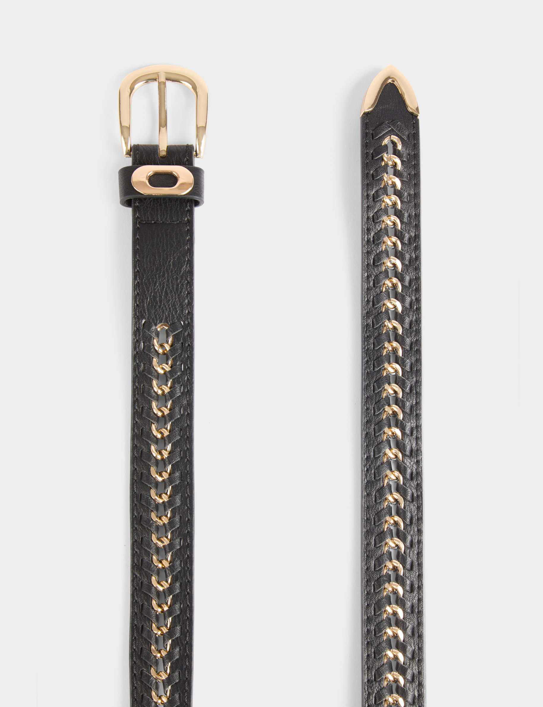 cinturon detalles de cadena negro mujer Cinturón detalles de cadena negro mujer
