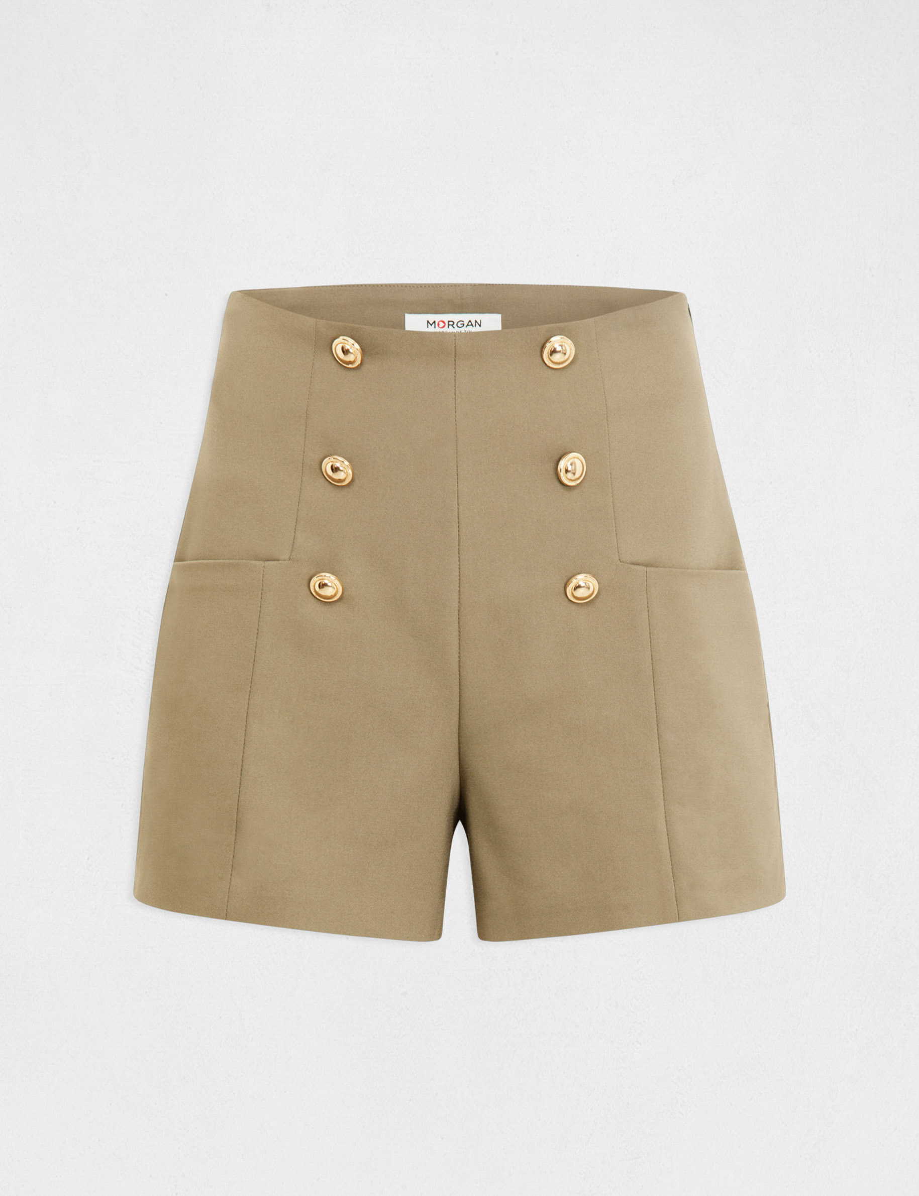 short city recto con botones verde medio mujer Short city recto con botones verde medio mujer