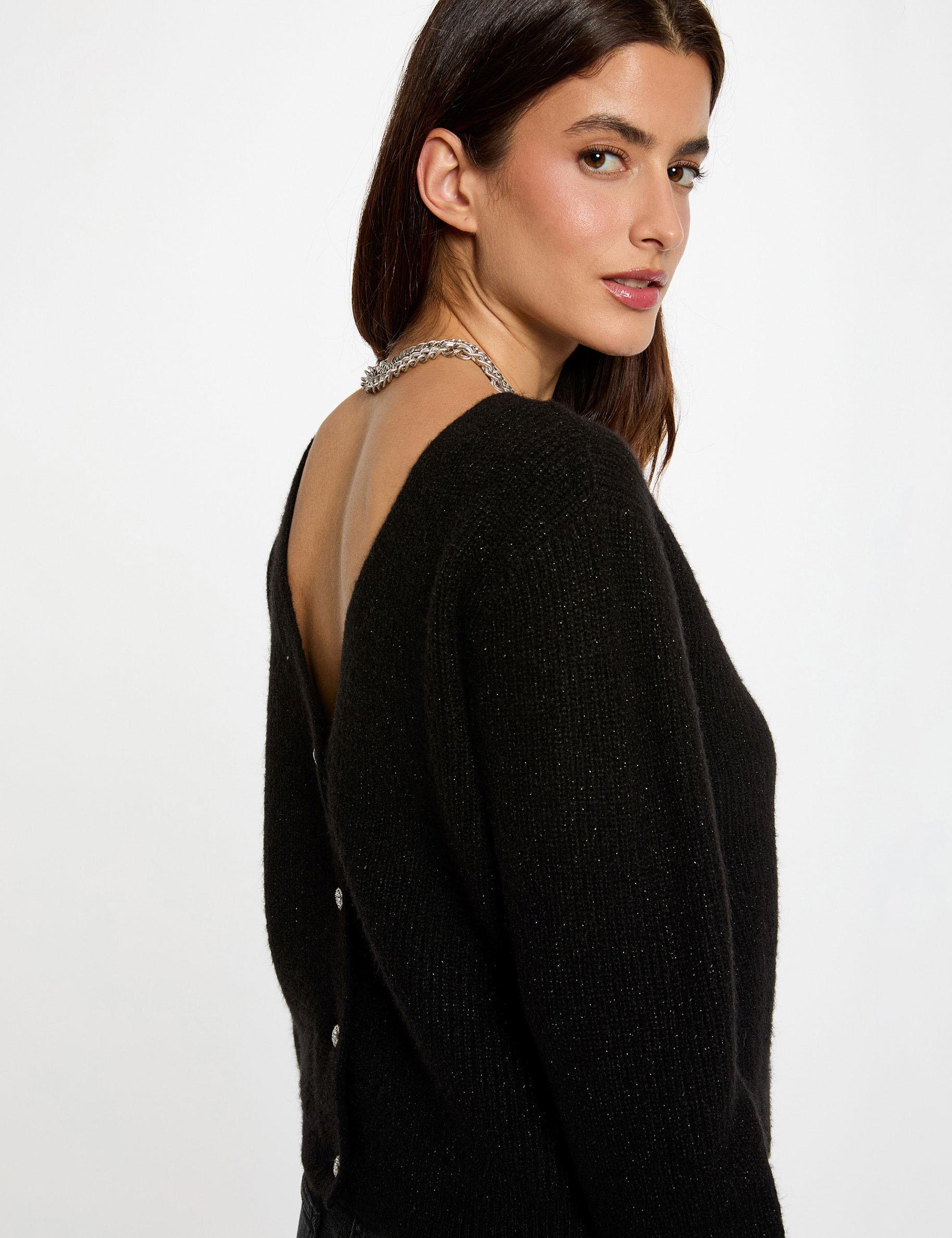 C&aacute;rdigan con escote en V negro mujer
