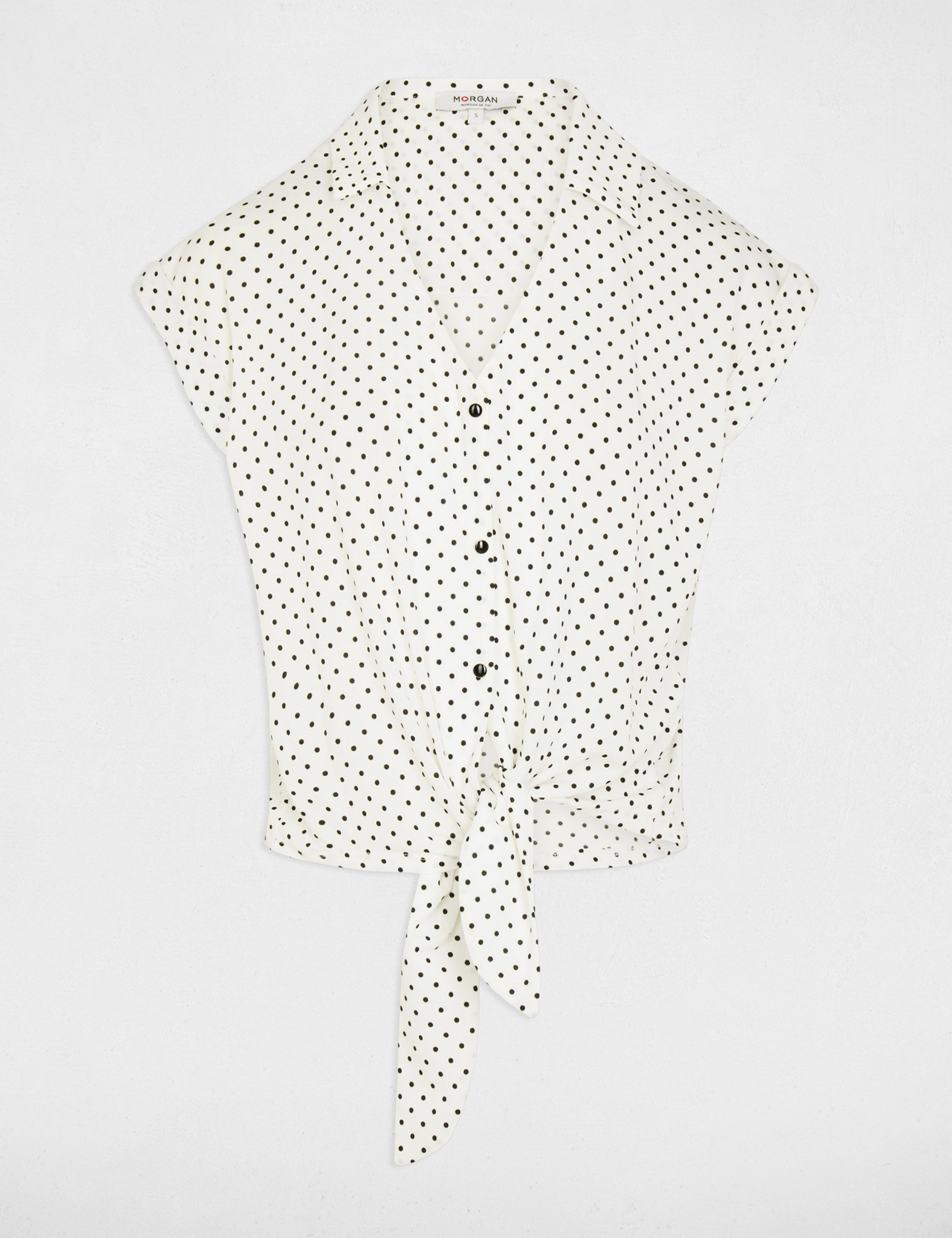camisa cropped con escote en v blanco mujer Camisa cropped con escote en V blanco mujer