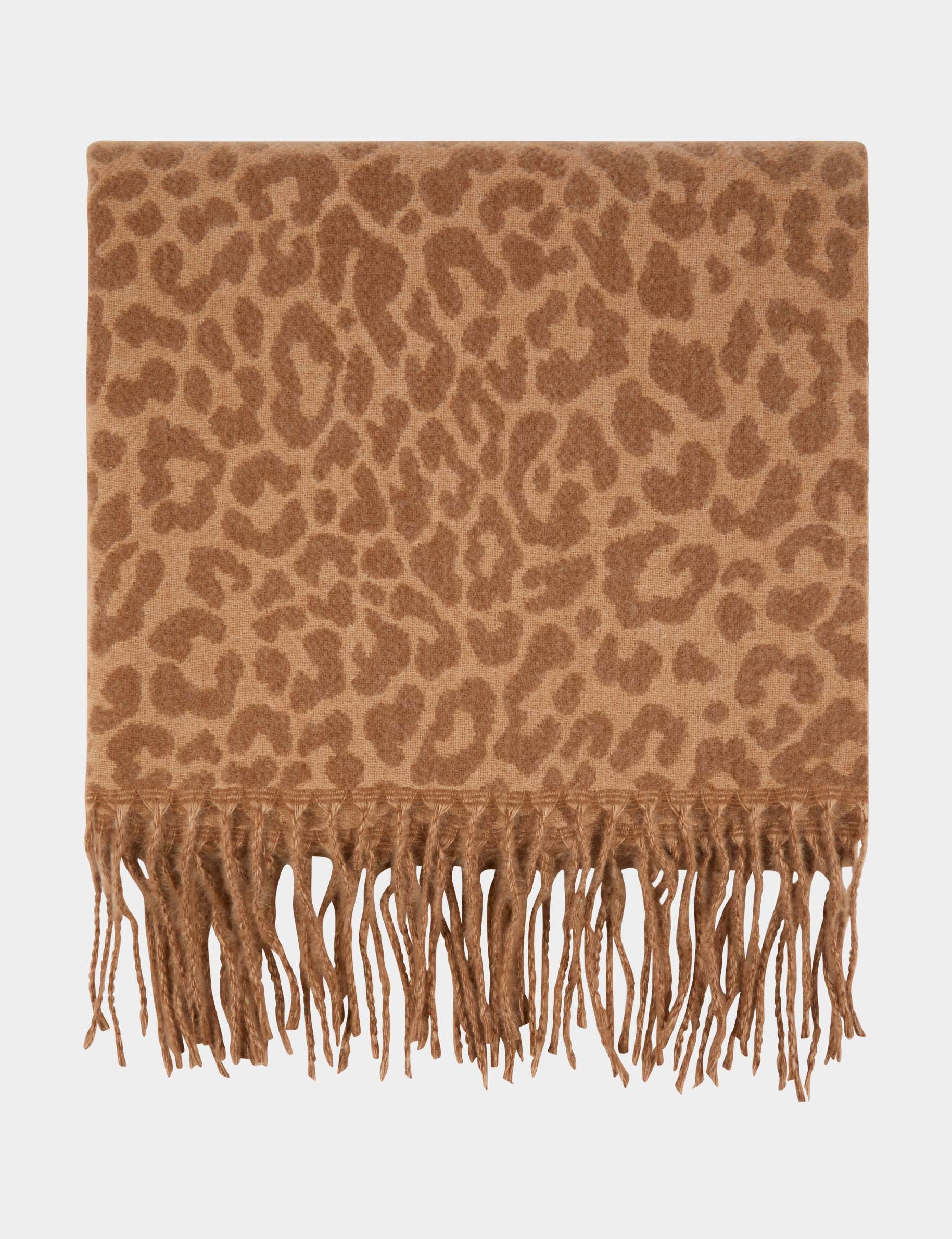Bufanda con estampado animal beige mujer
