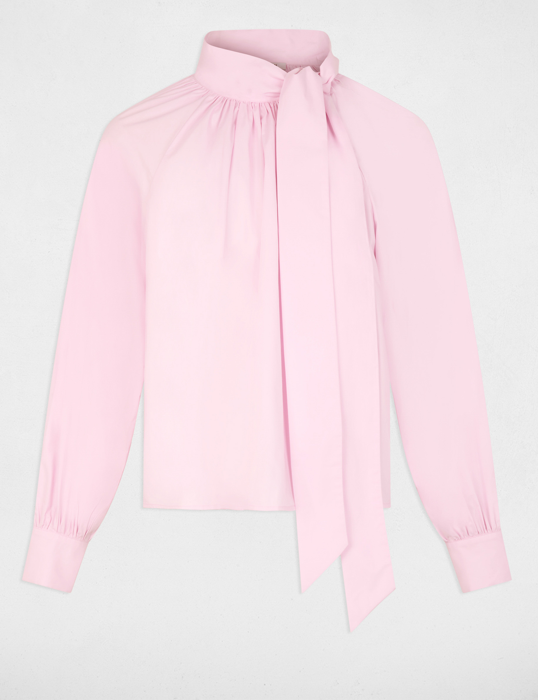 Blusa con cuello lazada rosa mujer