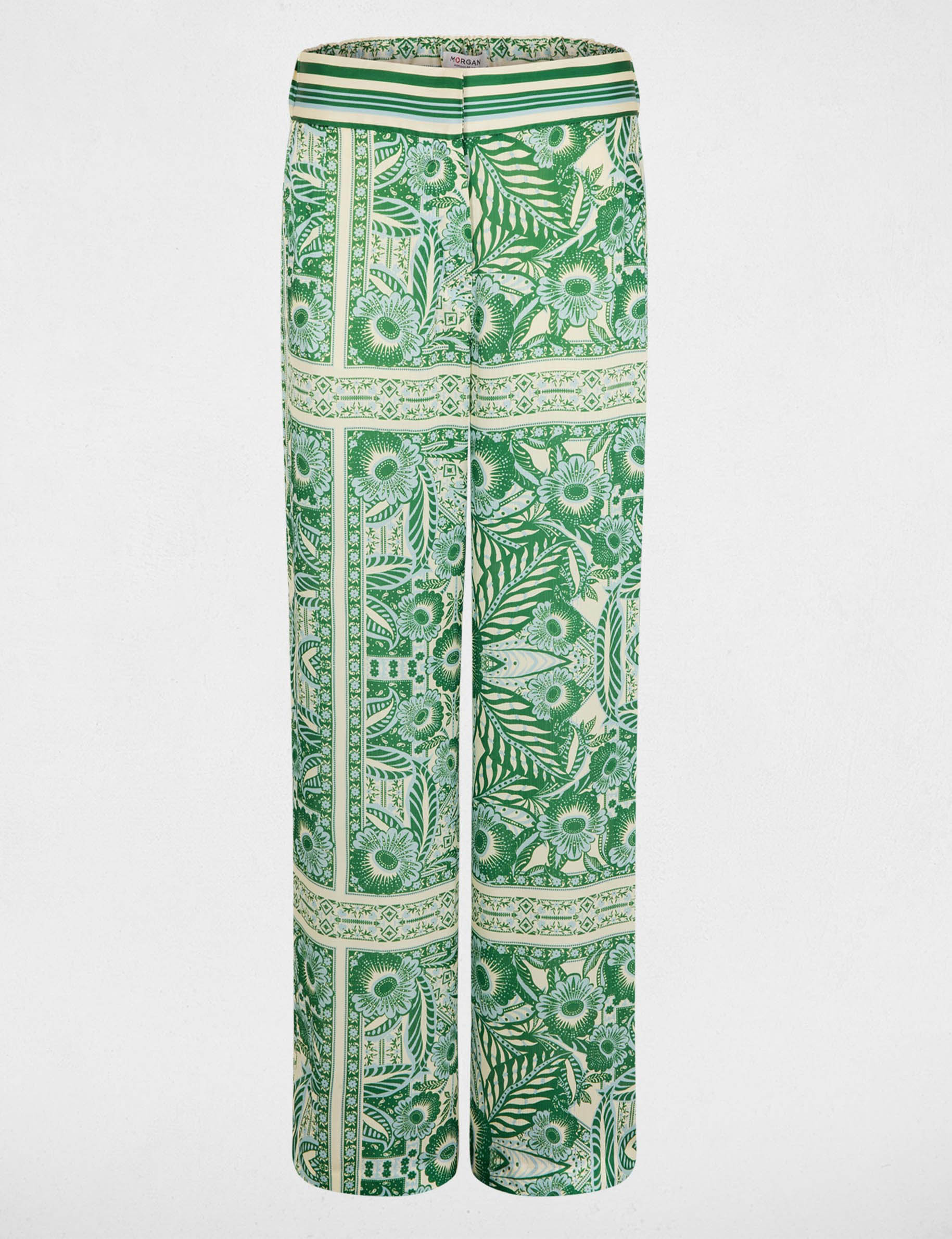 Pantal&oacute;n ancho de tiro alto multicolor mujer