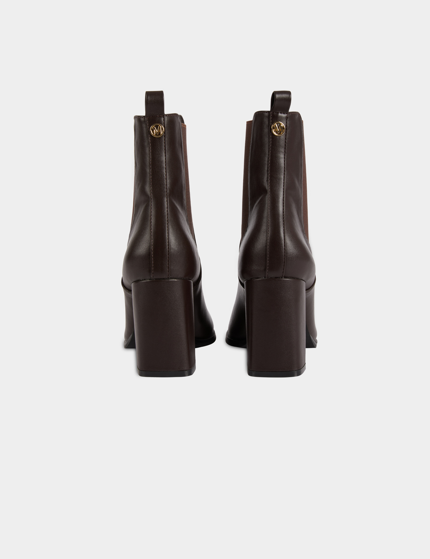 Bota de piel sint&eacute;tica marr&oacute;n oscuro mujer