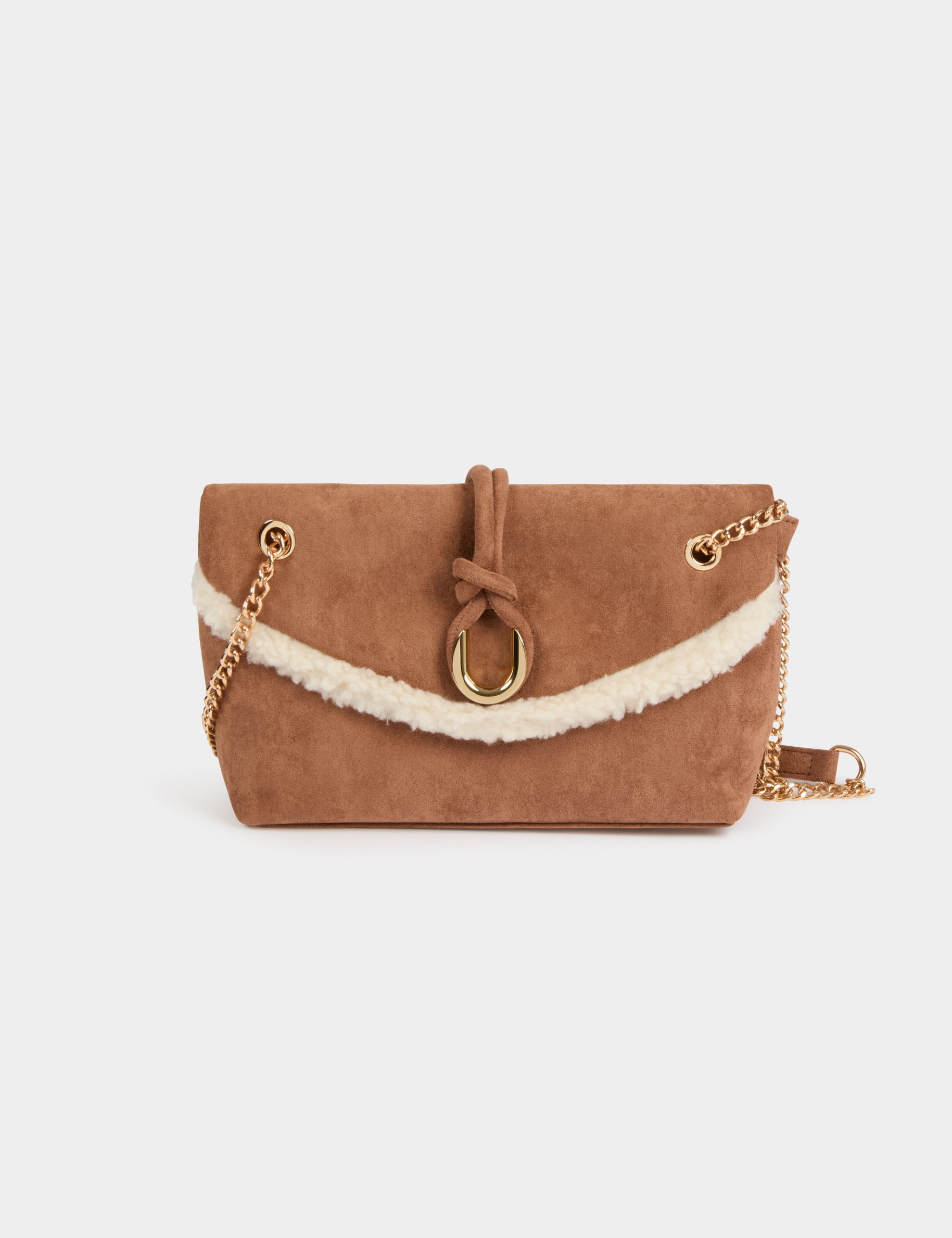 Bolso bandolera de ante c&aacute;mel mujer
