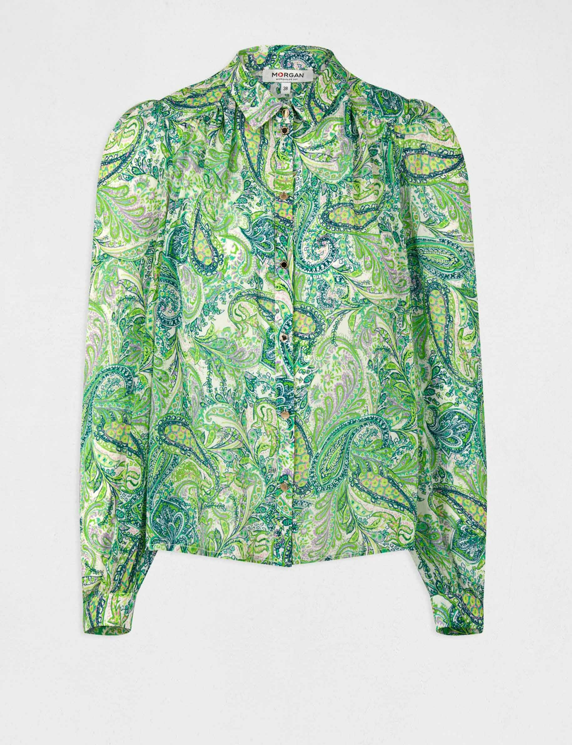 Camisa manga larga estampada multicolor mujer Camisa manga larga estampada multicolor mujer