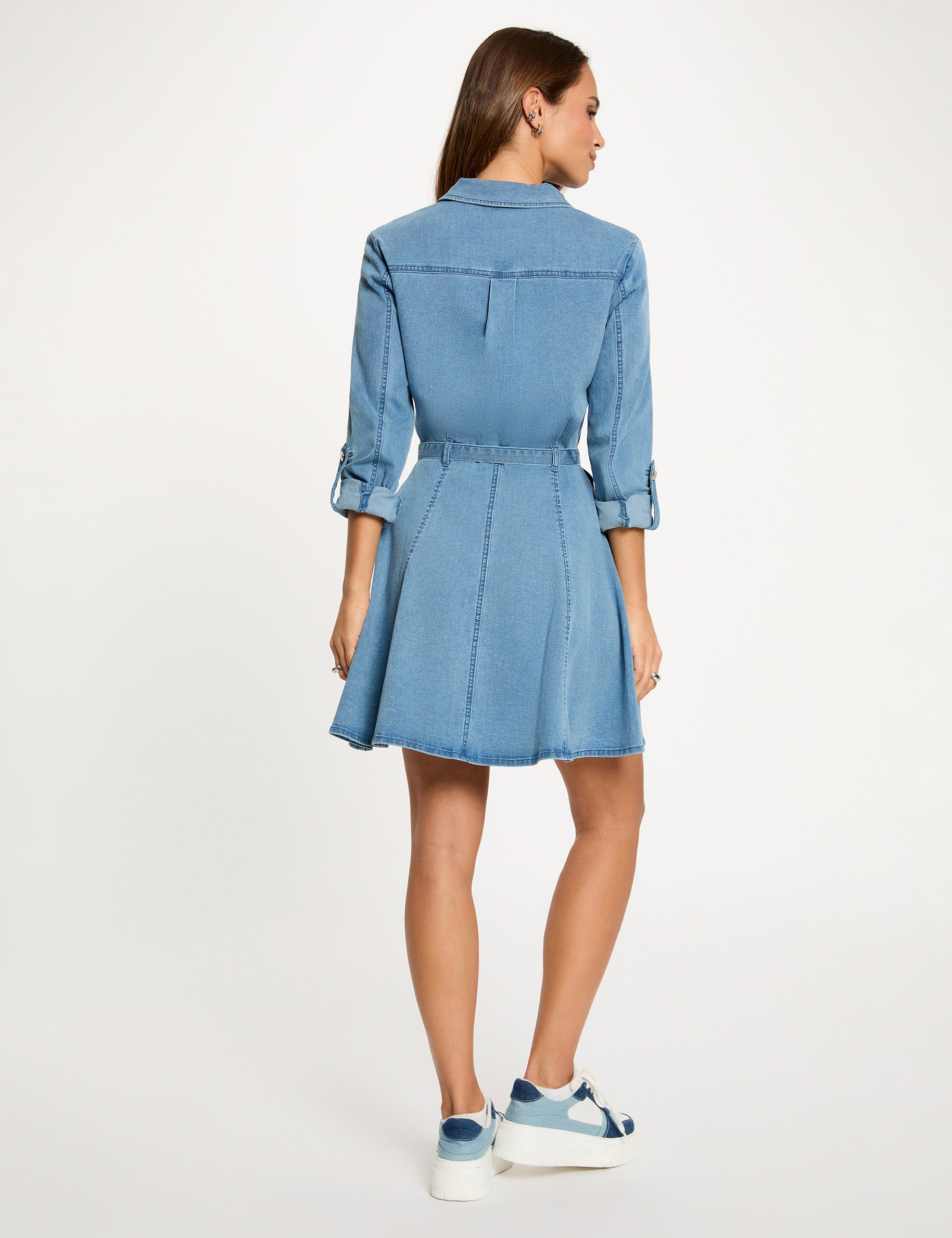 Vestido corto ajustado denim stone mujer
