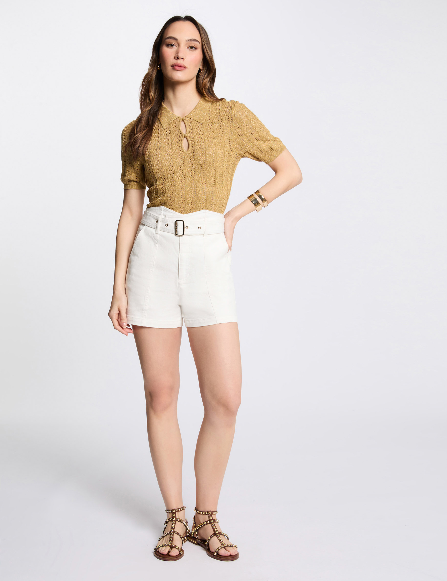 jersey cuello tipo polo amarillo mostaza mujer Jersey cuello tipo polo amarillo mostaza mujer