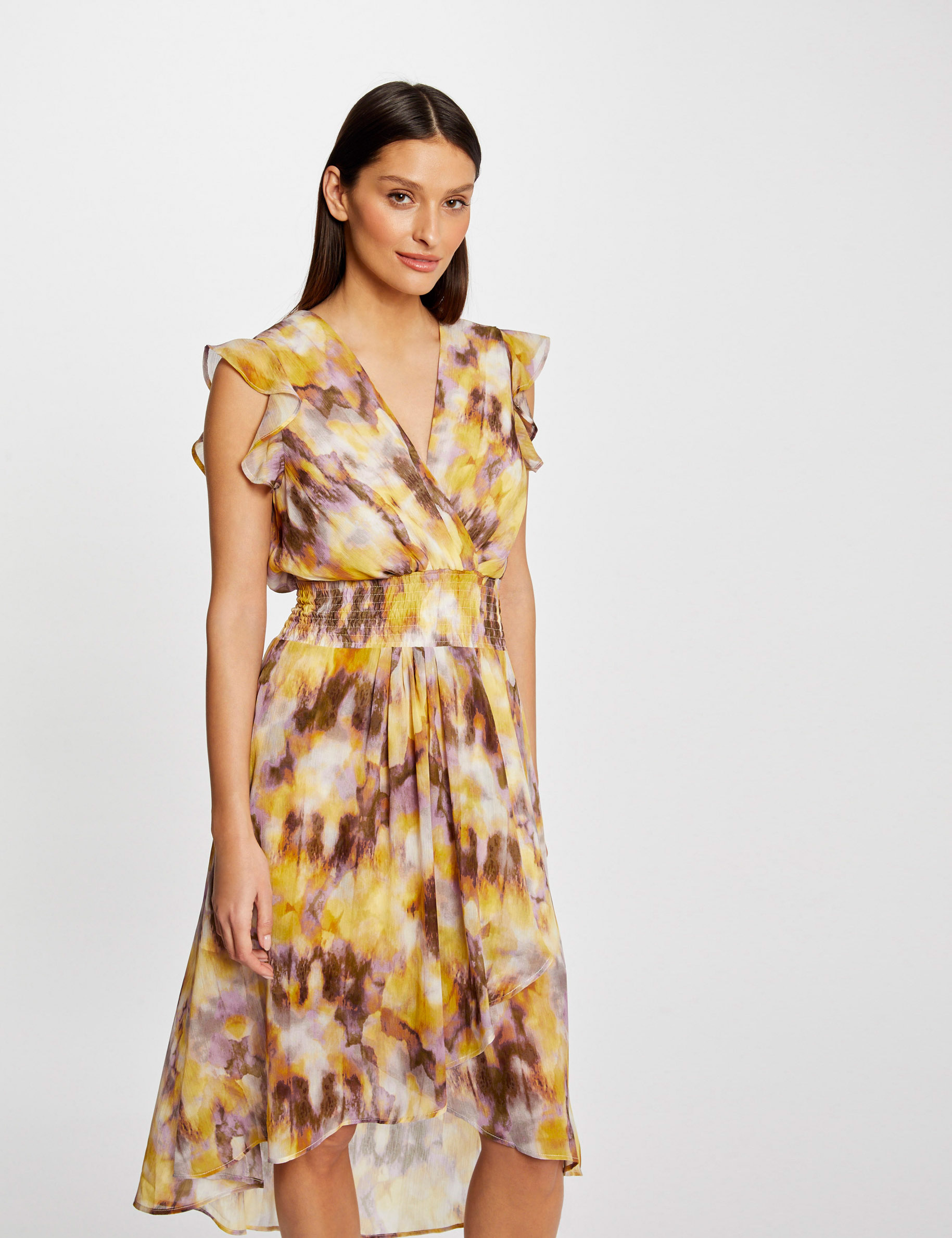 Vestido midi entallado estampado multicolor mujer Vestido midi entallado estampado multicolor mujer